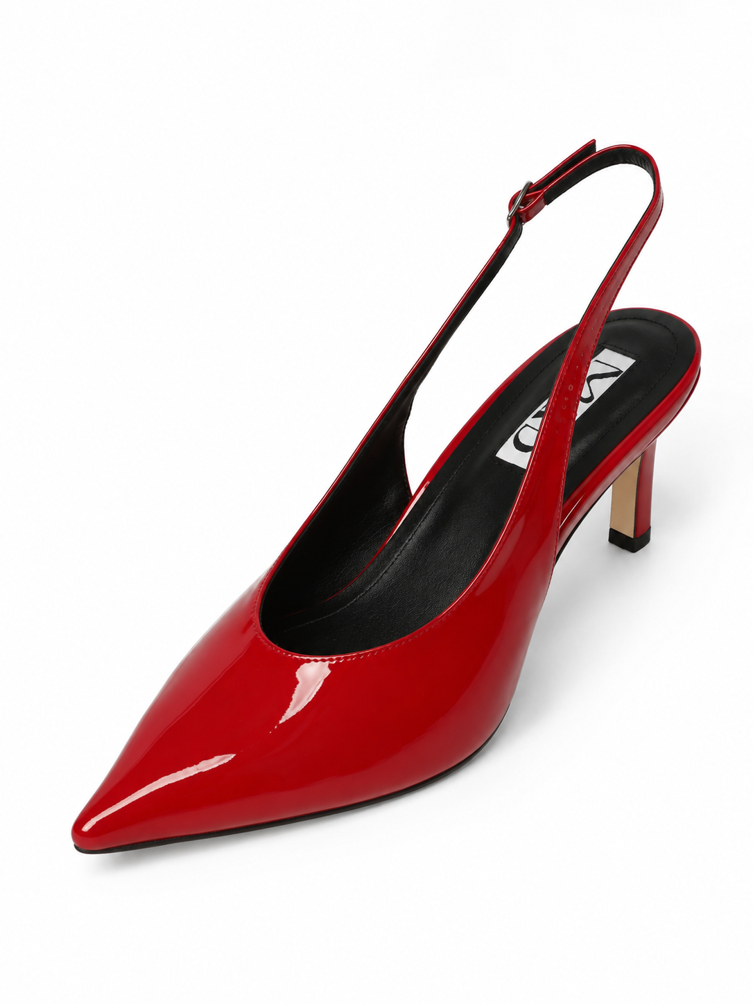 MAD YOKO Slingback Heels, Patent Leather, Ferrari Red, Heel 5 cm