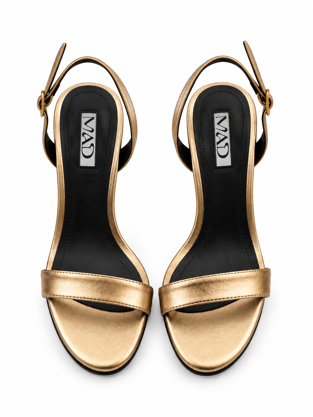 MAD Sandals, Ankle Strap, Premium Gold Leather, Heel 10 cm