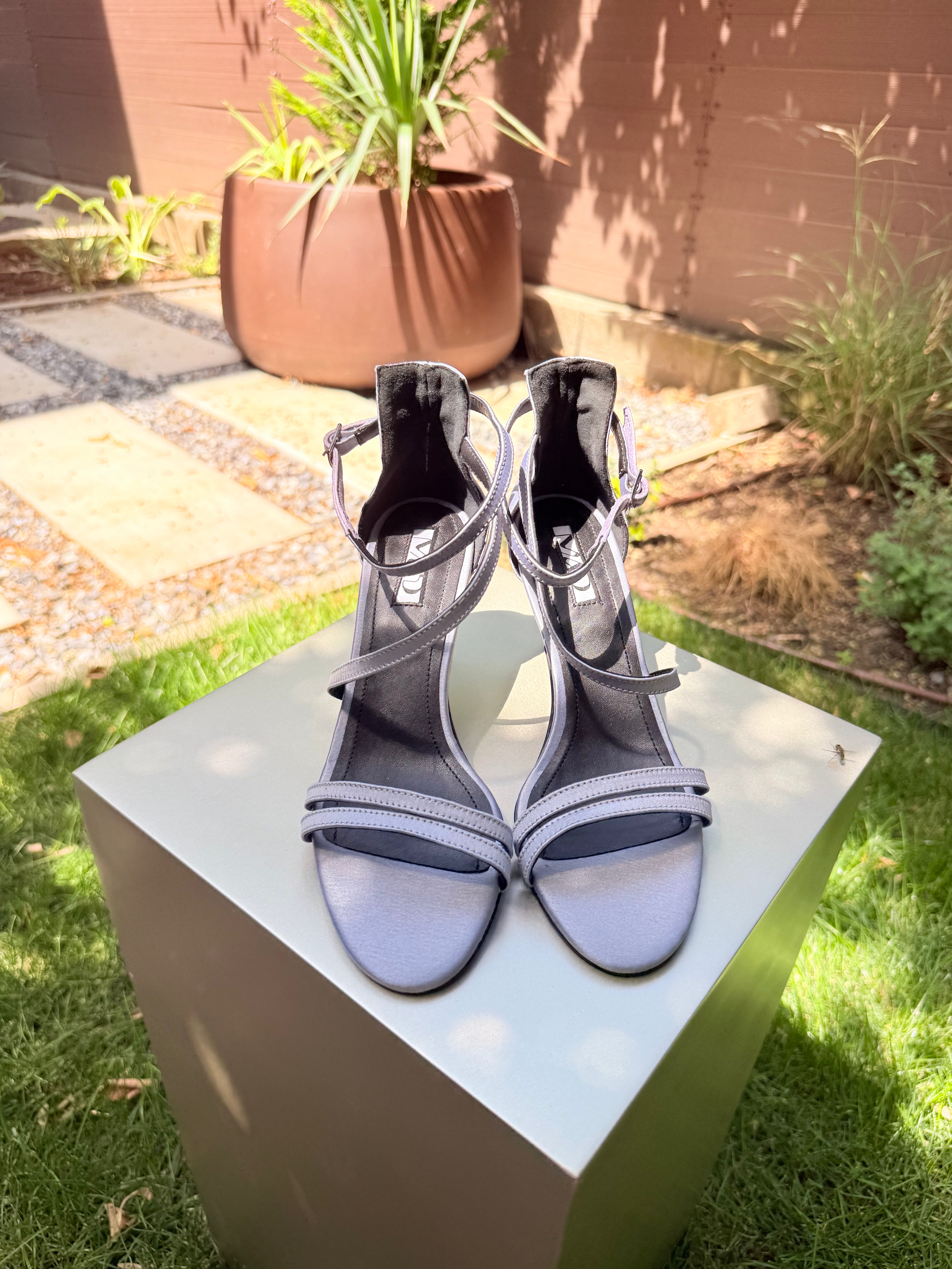 The Mad Sandal in silver satin