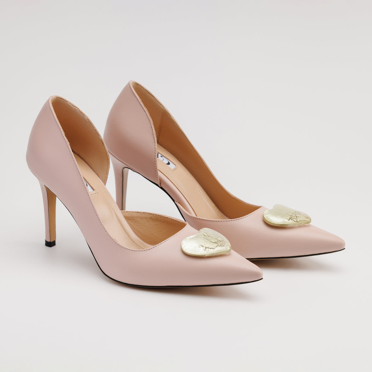 MAD Stiletto Pumps, Nude Leather & Detachable Handmade Accessories