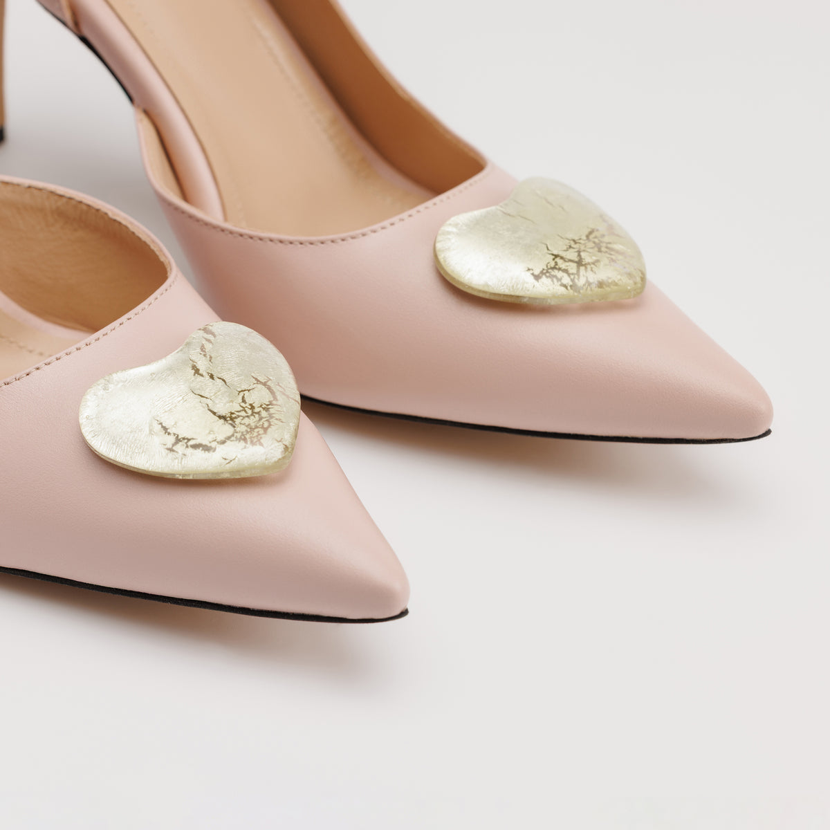 MAD Stiletto Pumps, Nude Leather & Detachable Handmade Accessories