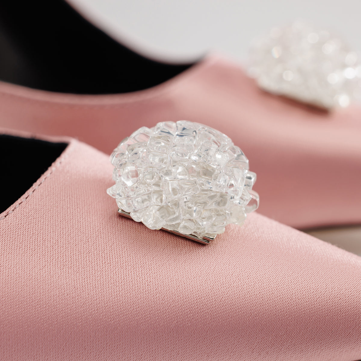 MAD Stiletto Pumps, Premium Satin, Dusty Pink & Detachable Handmade Accessories