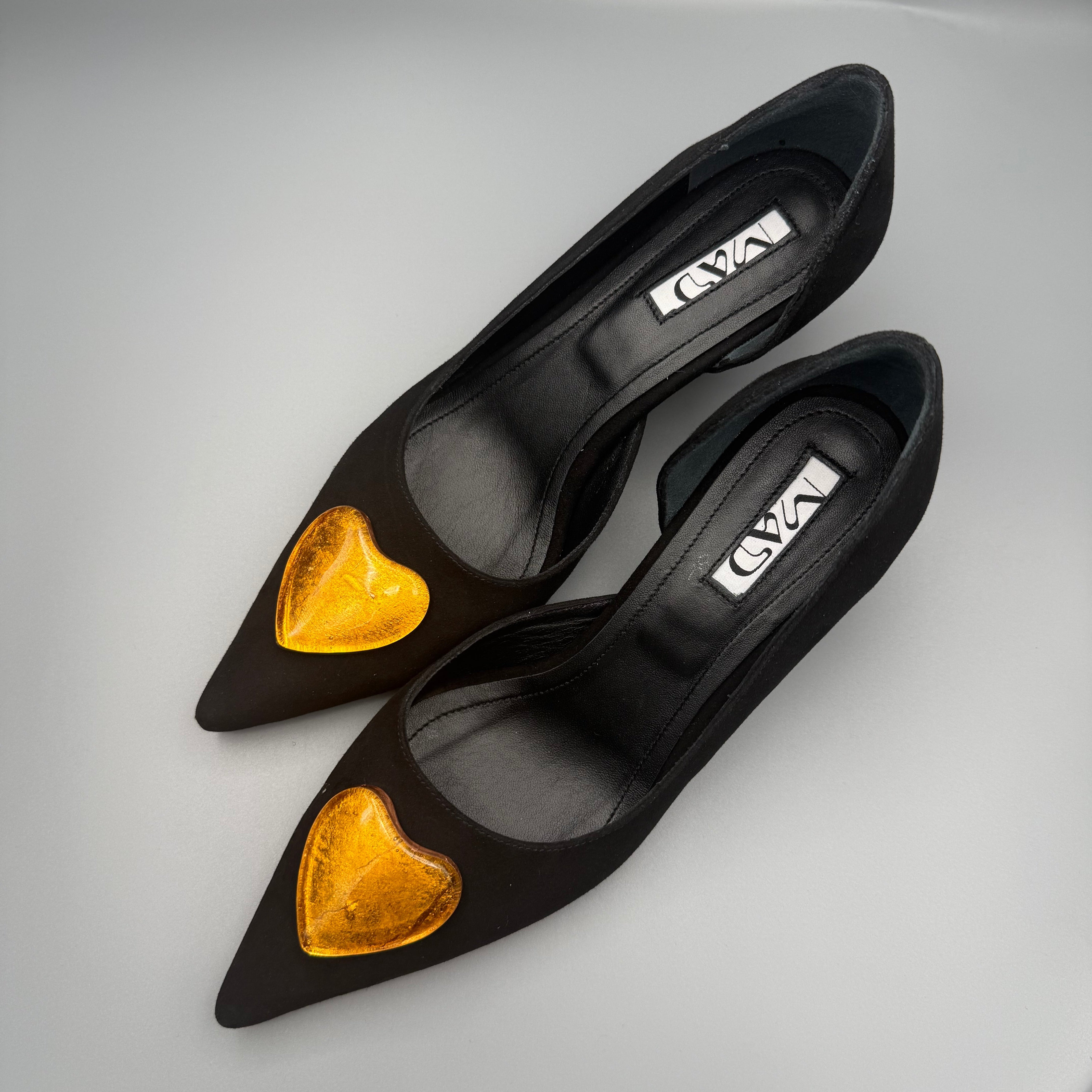 MAD about Gold Mini 5 Suede Leather Heels with pointed toe
