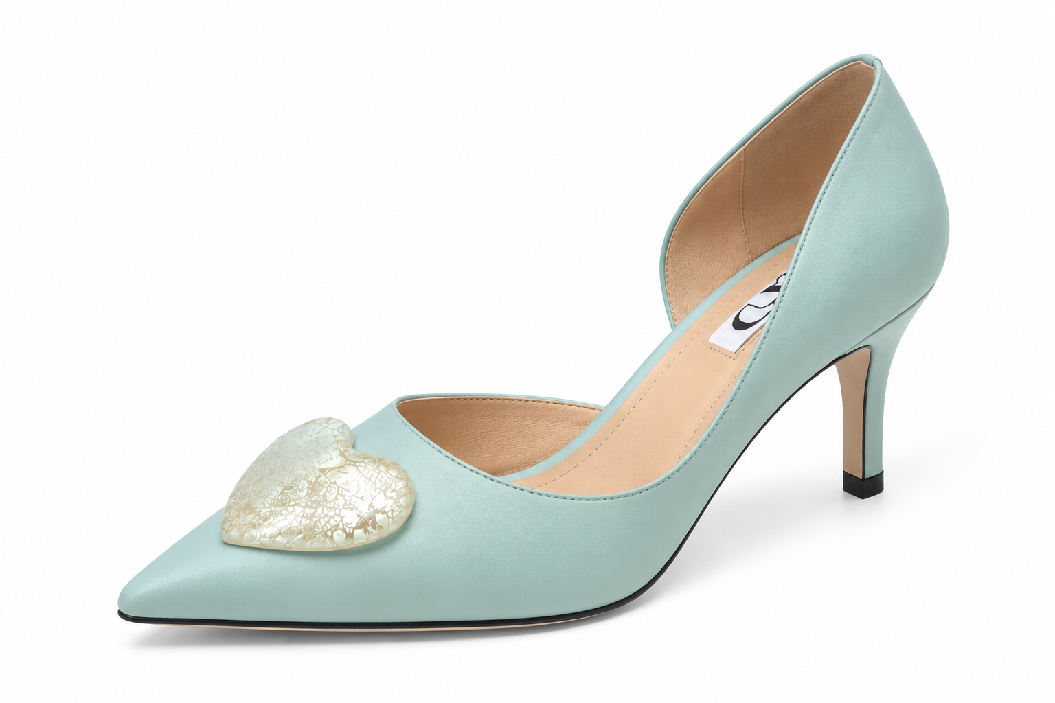 Pantofi Stiletto MAD, Satin Premium, Albastru Azur & Accesorii Lucrate Manual