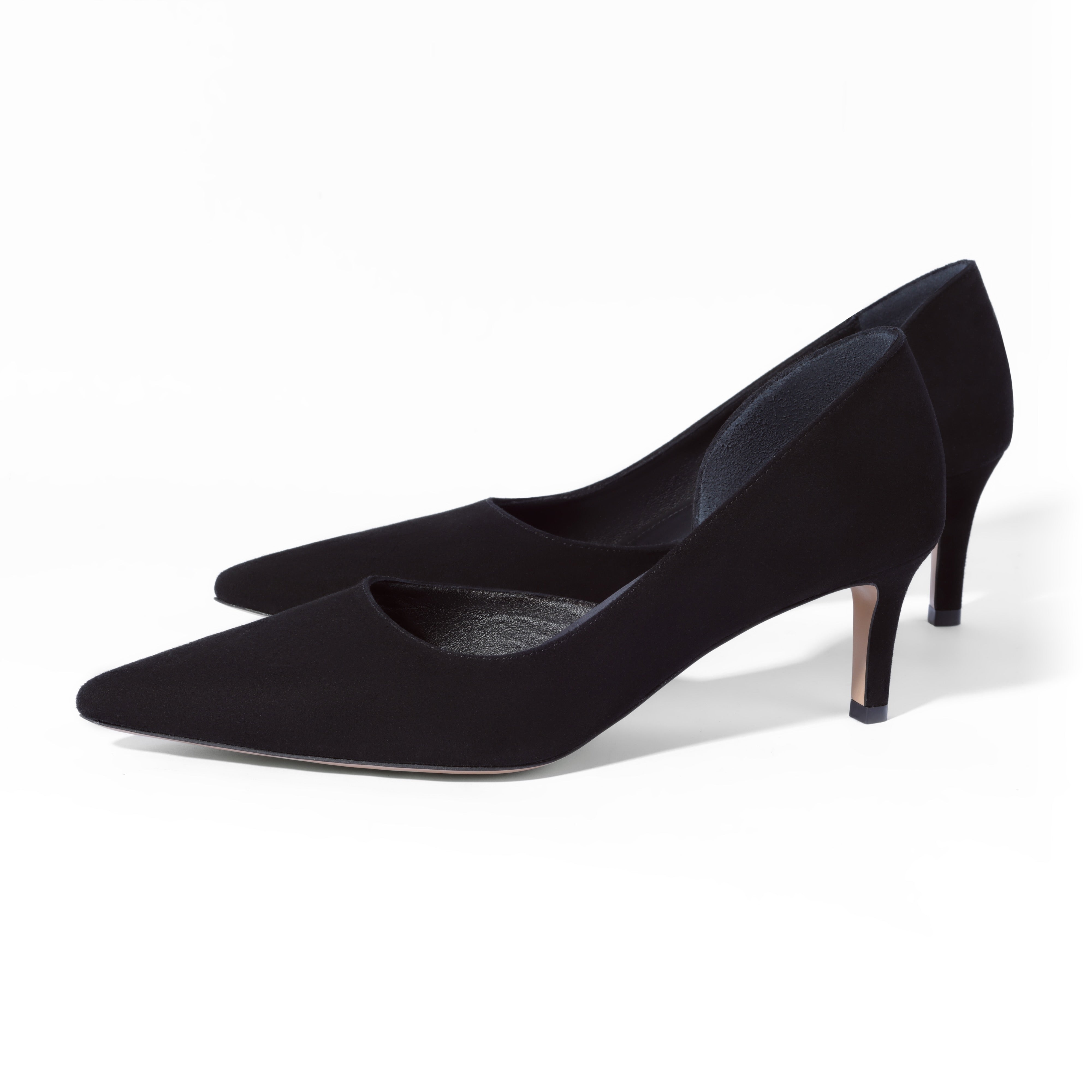 Suede leather stilettos in black suede 5 cm & memory foam insole
