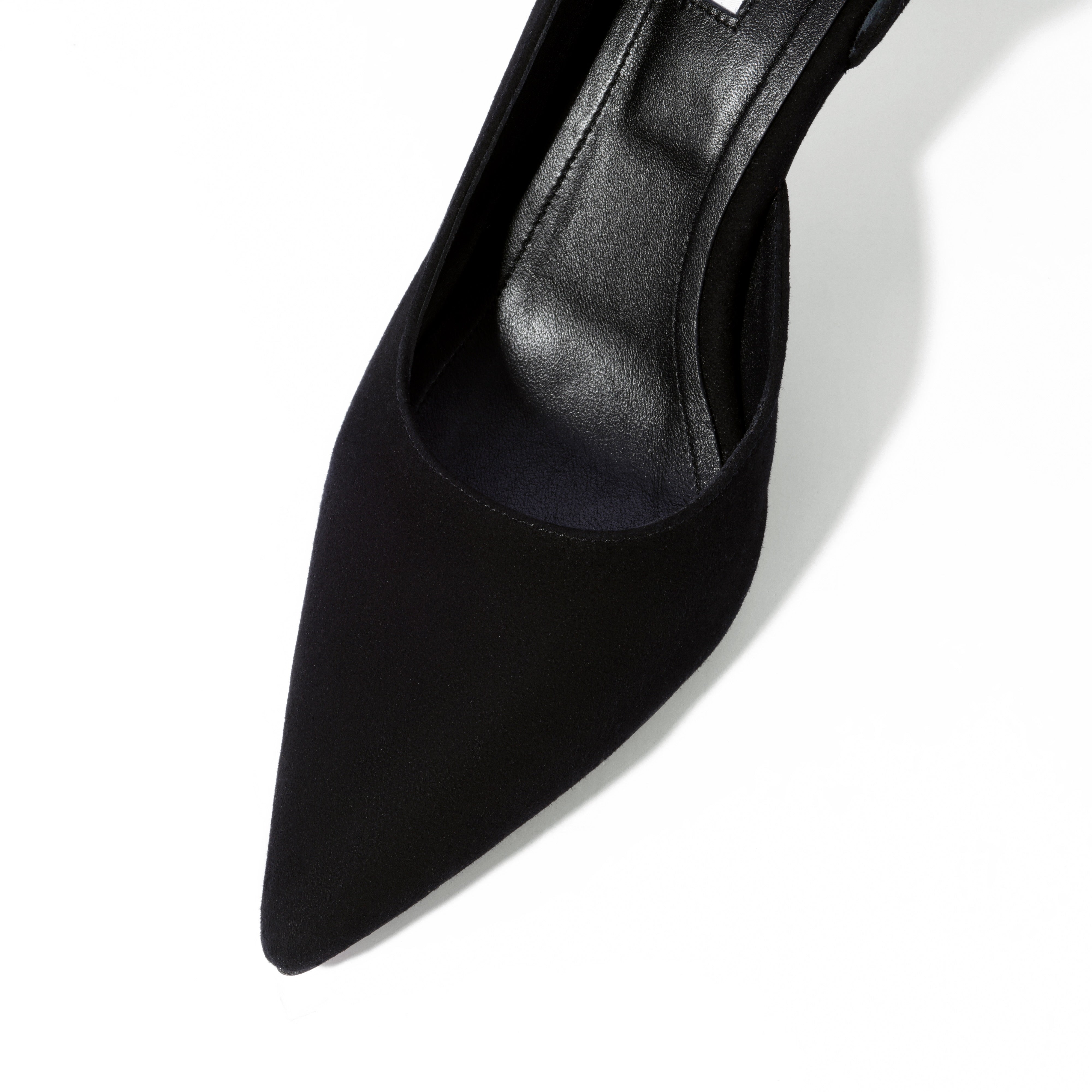 Suede leather stilettos in black suede 5 cm heel and pointed toe