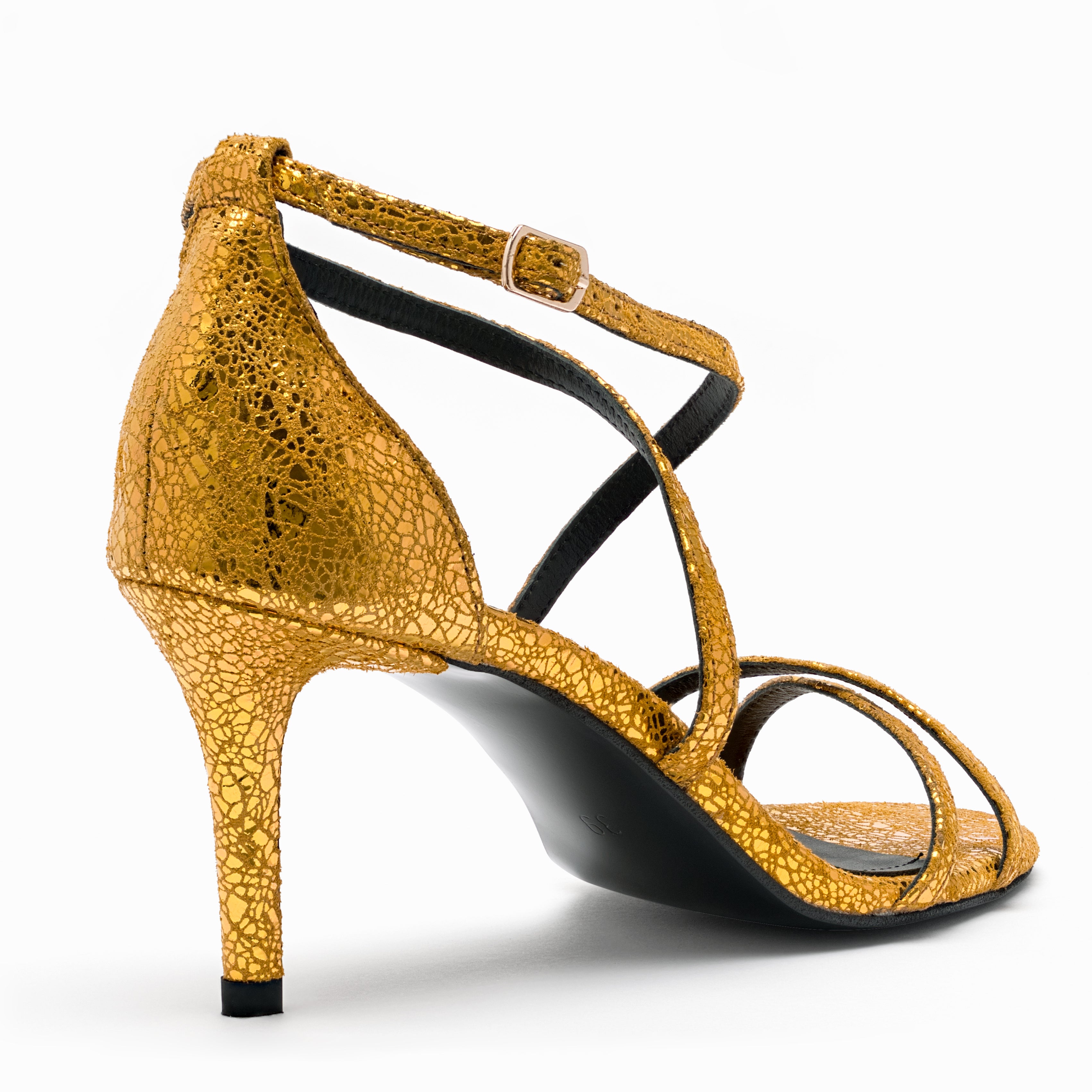 gold leather sandal 5 cm back