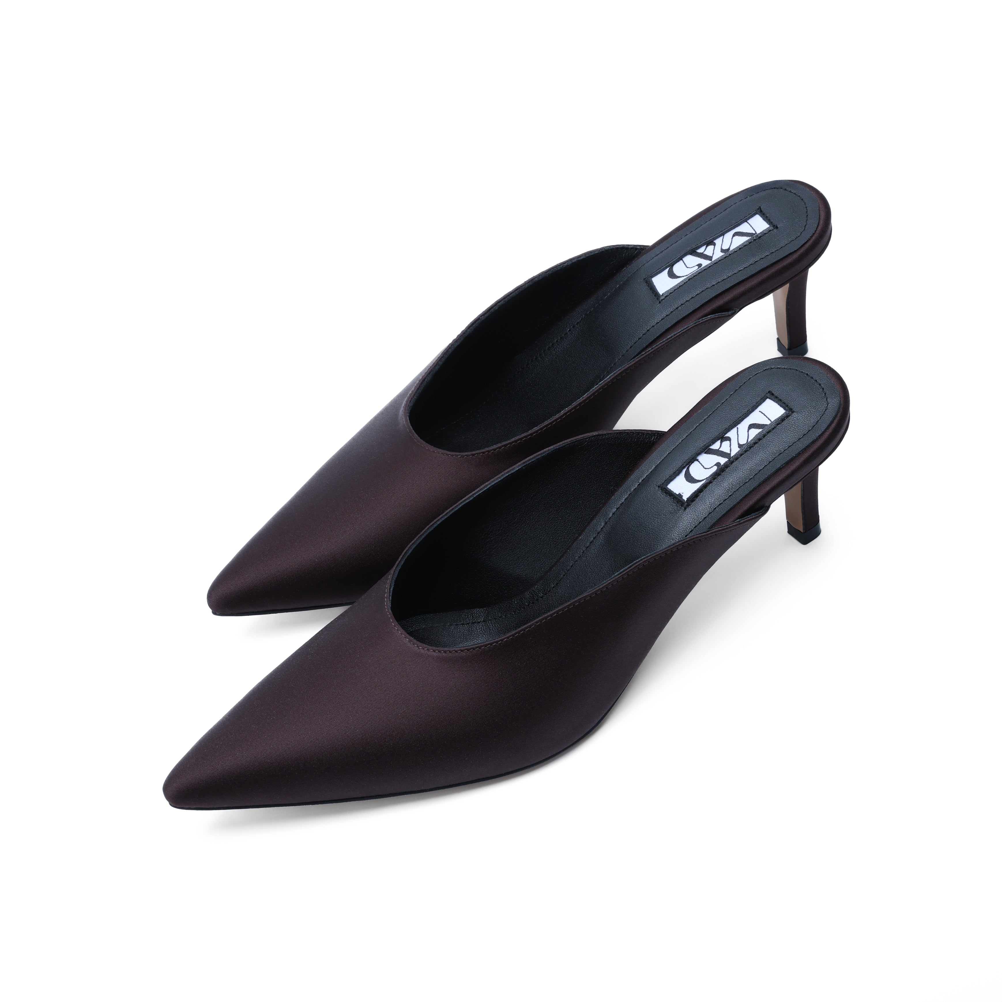 YOKO Mules Dark Chocolate Satin 5 cm