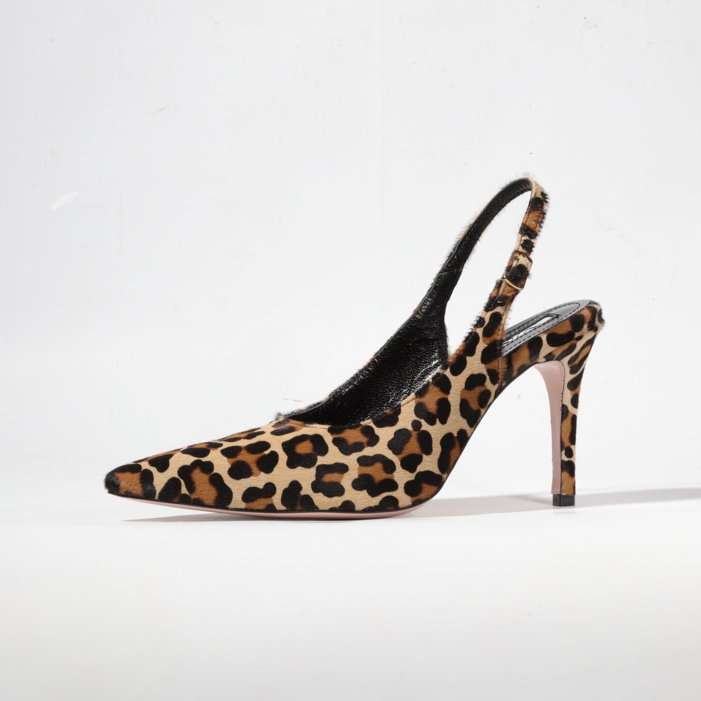 Animal print leather slingback stiletto