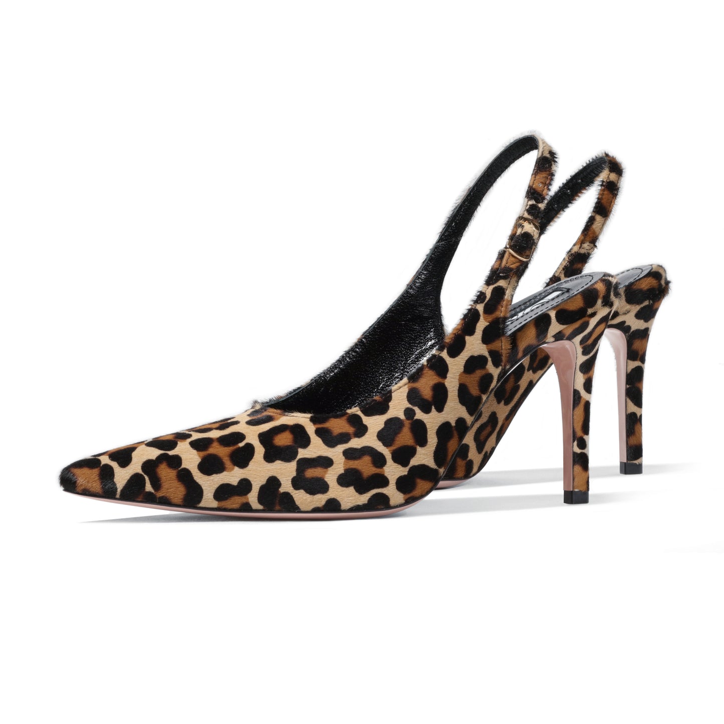 Animal print leather slingback stilettos