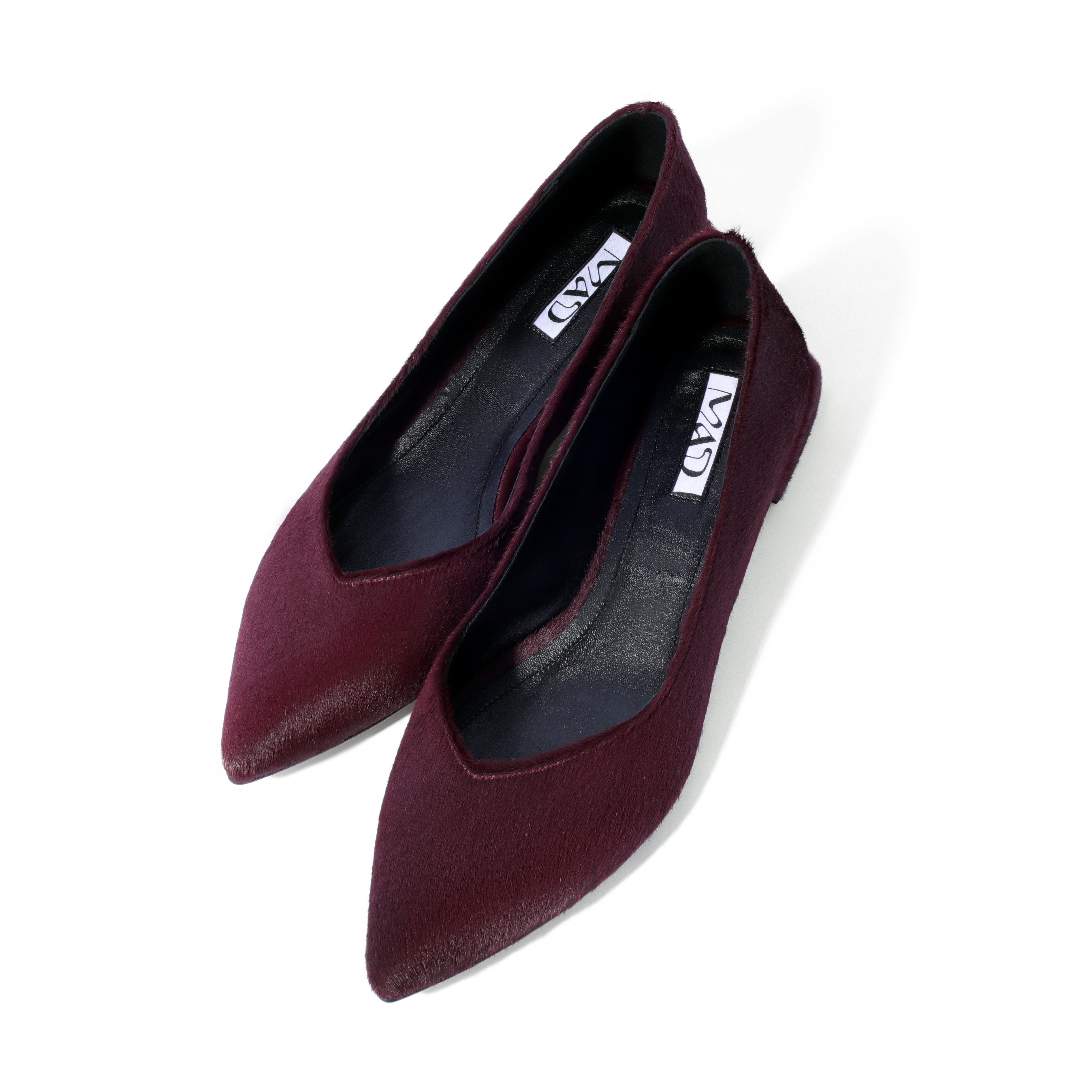 Ballerina shoes in merlot pony hair