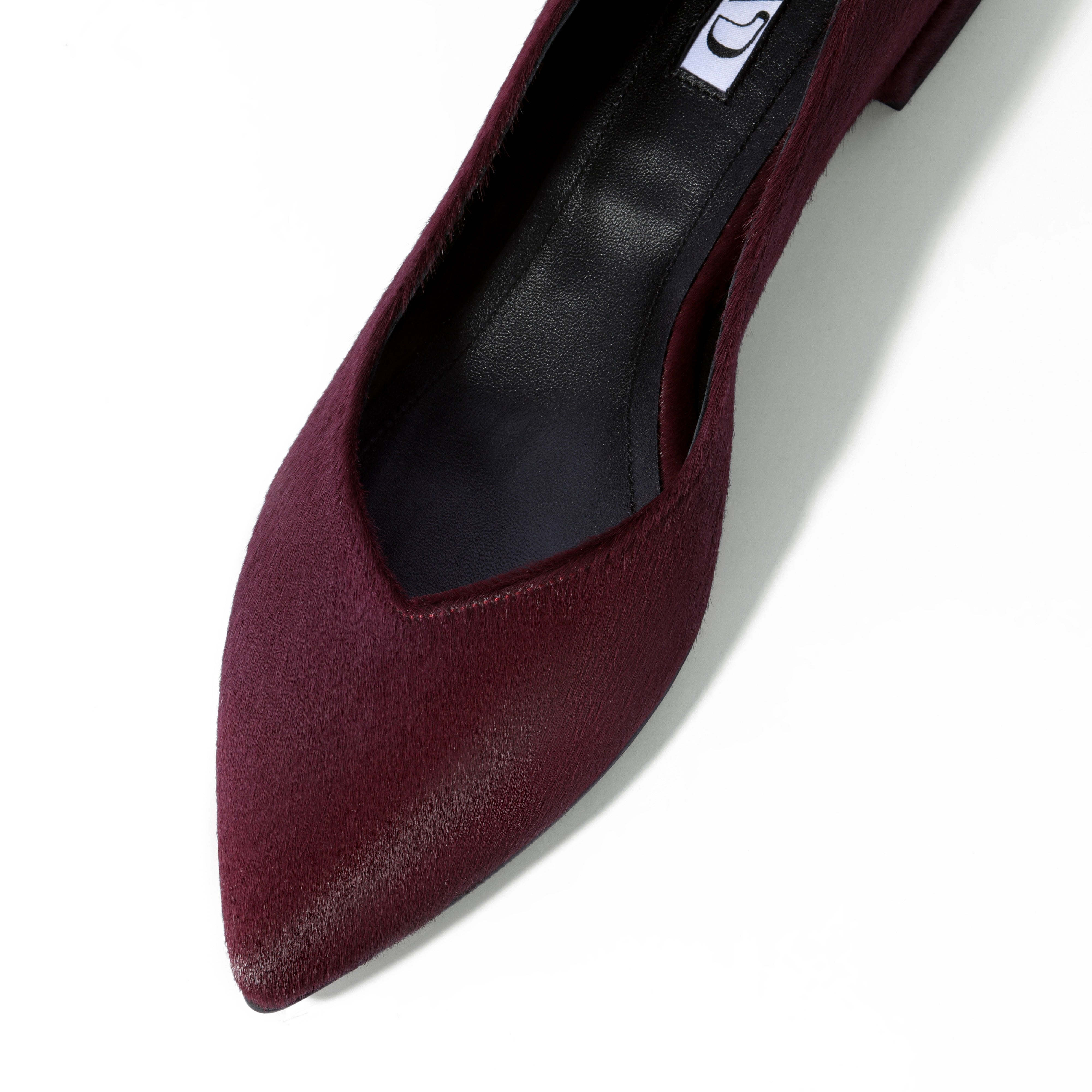 Ballerina shoes in merlot pony hair