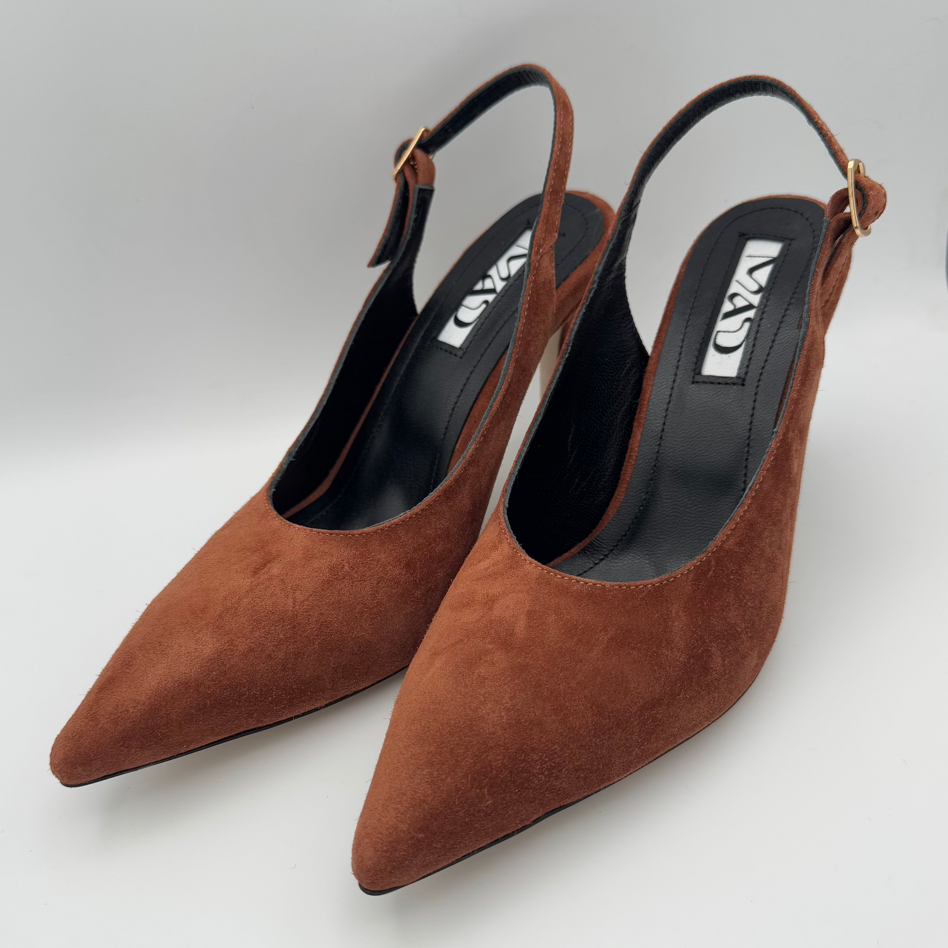 Brown Suede Slingbacks Pair