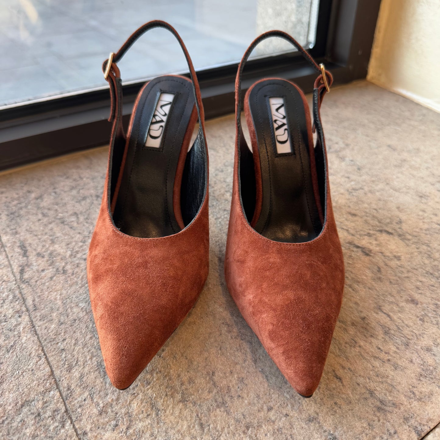 Brown Suede Slingbacks Pair Front