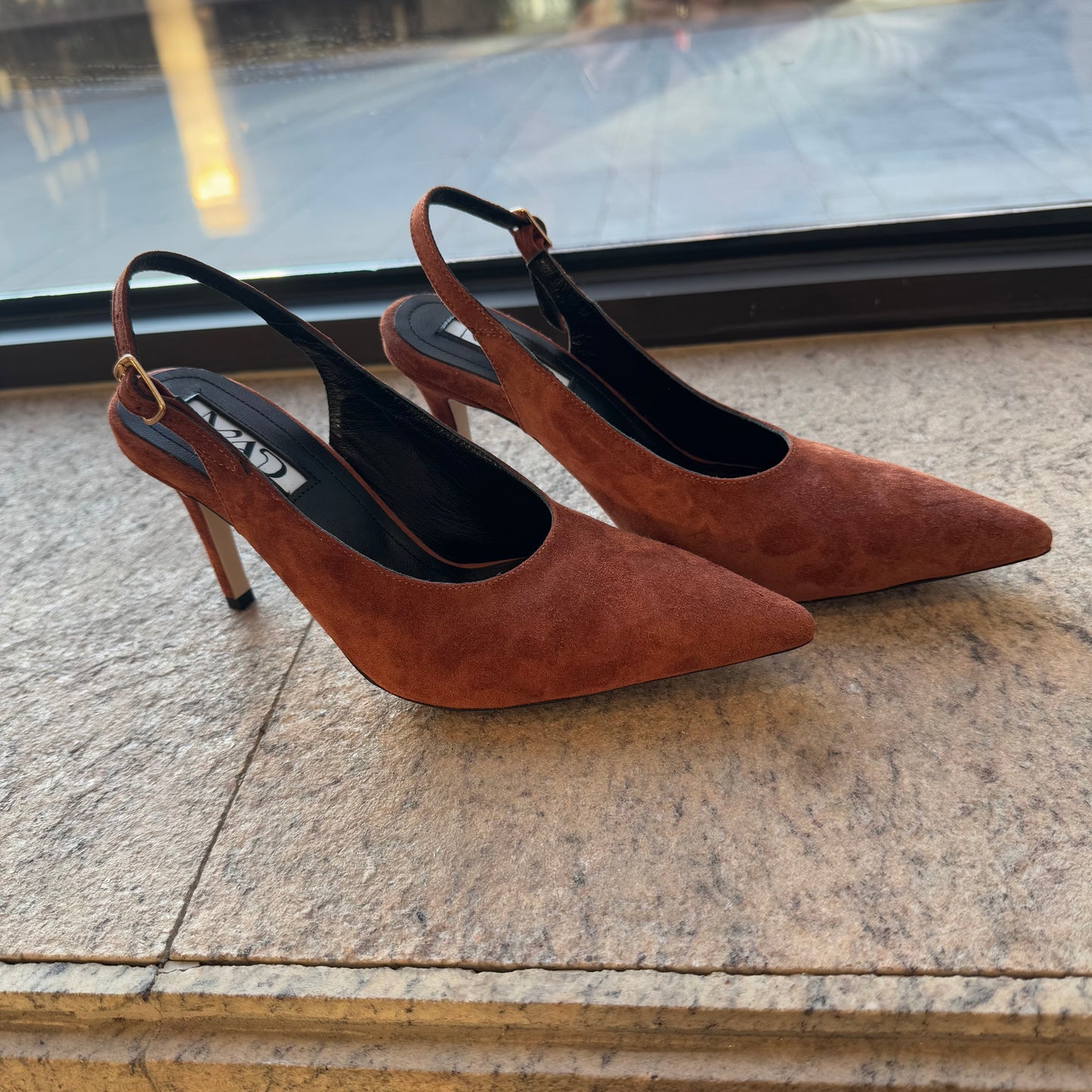 Brown Suede Slingbacks Pair Side