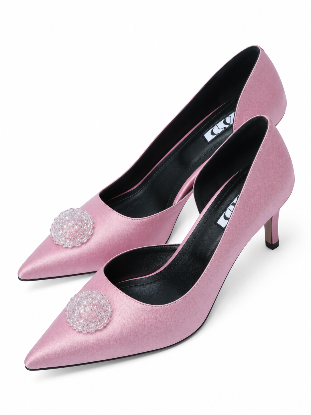 Pantofi Stiletto MAD, Satin Premium, Roz prăfuit & Accesorii Lucrate Manual 