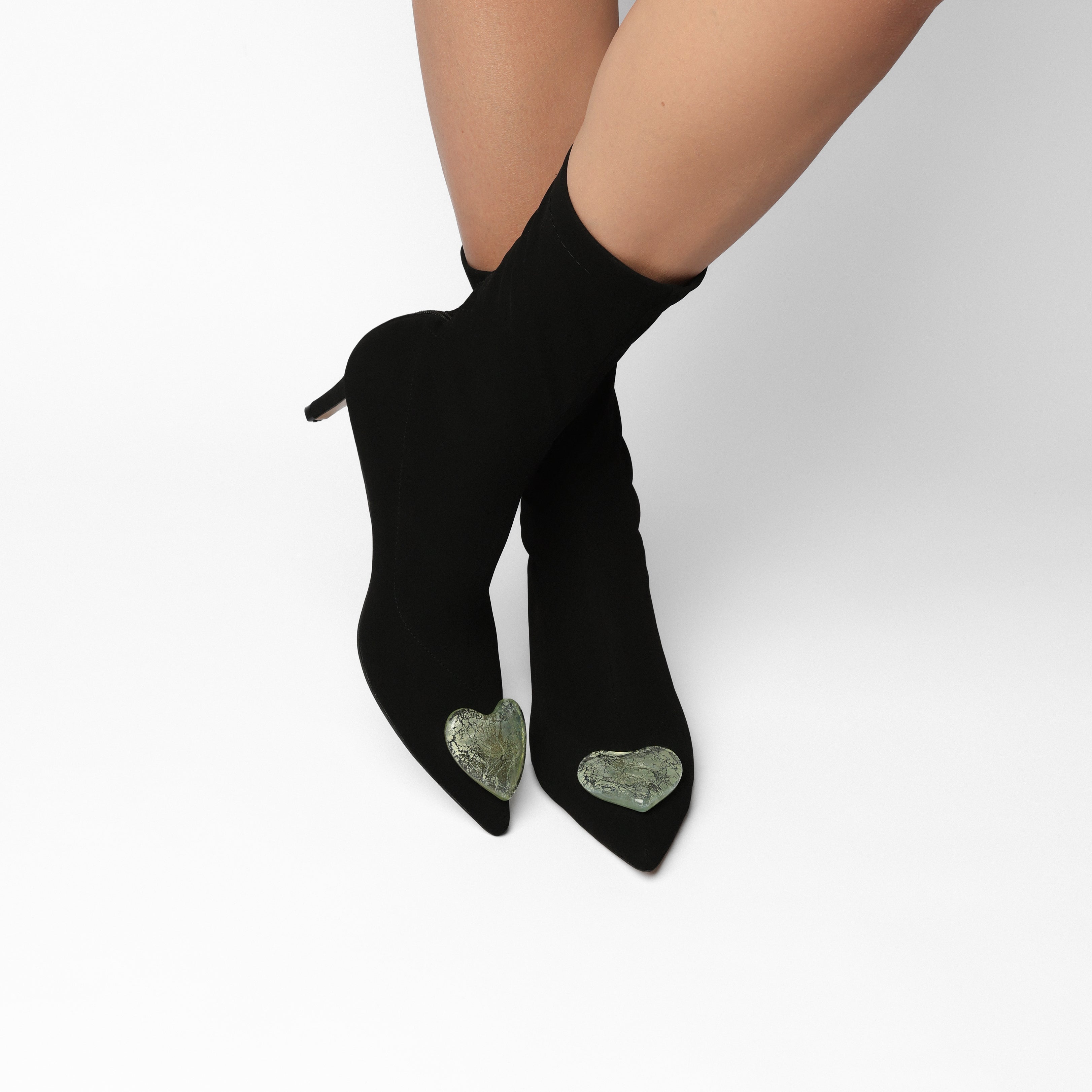 YOKO Textile Stretch Boot with Hearts 5 cm