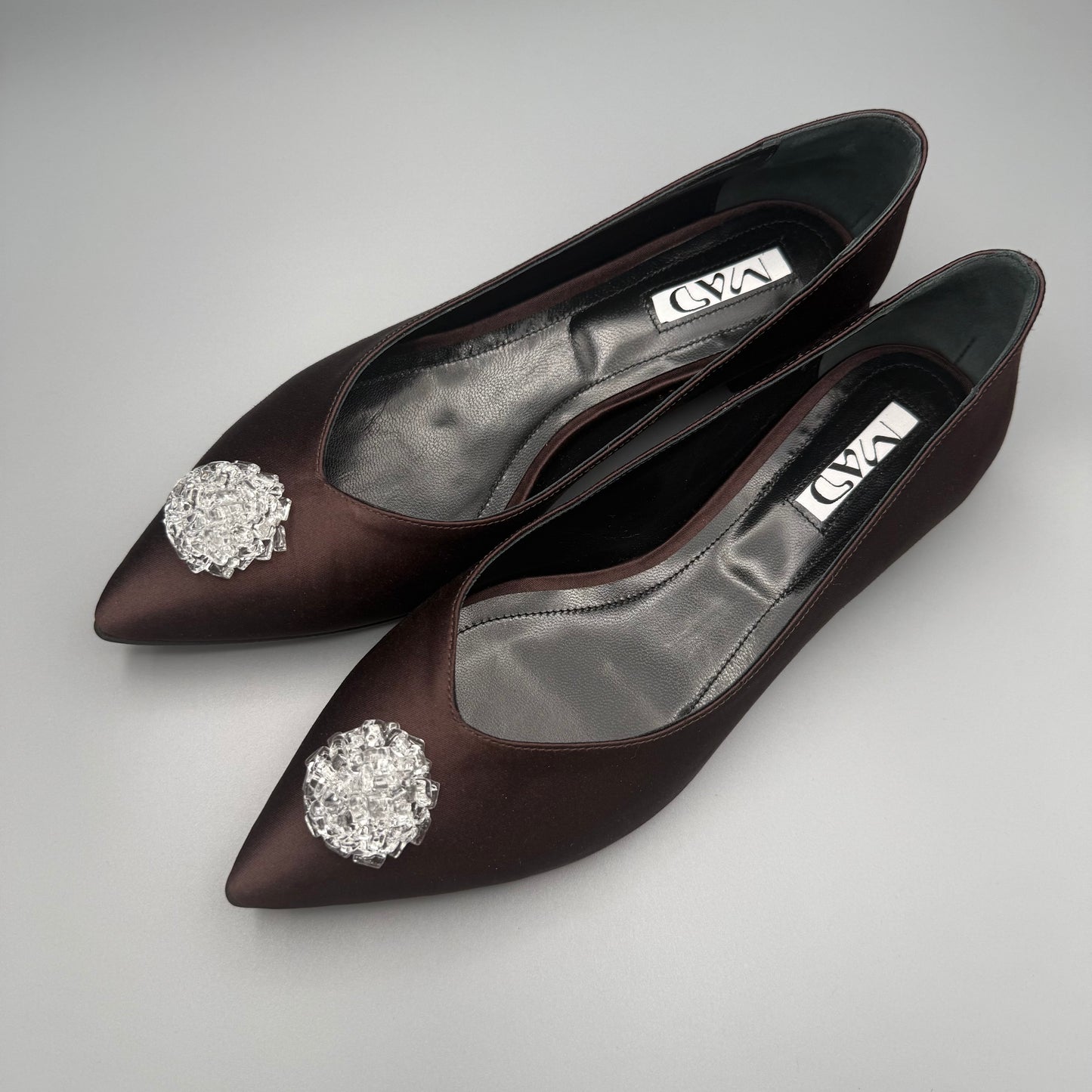 GEORGIA Ballerina Dark Chocolate Satin Diamond Pair2