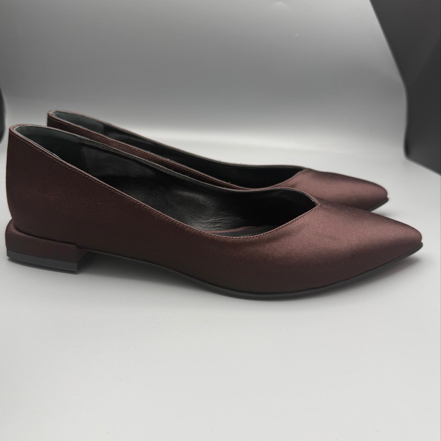 GEORGIA Ballerina Dark Chocolate Satin Pair4