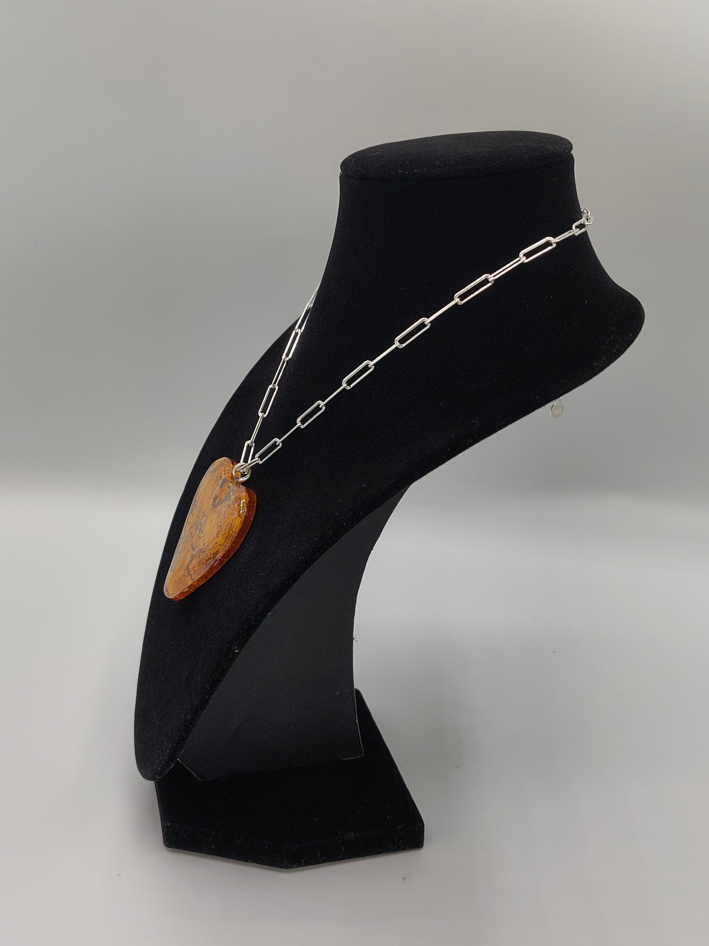 MAD Amber The Necklace: Crystal Glass Heart & 24k Yellow Gold Leaf