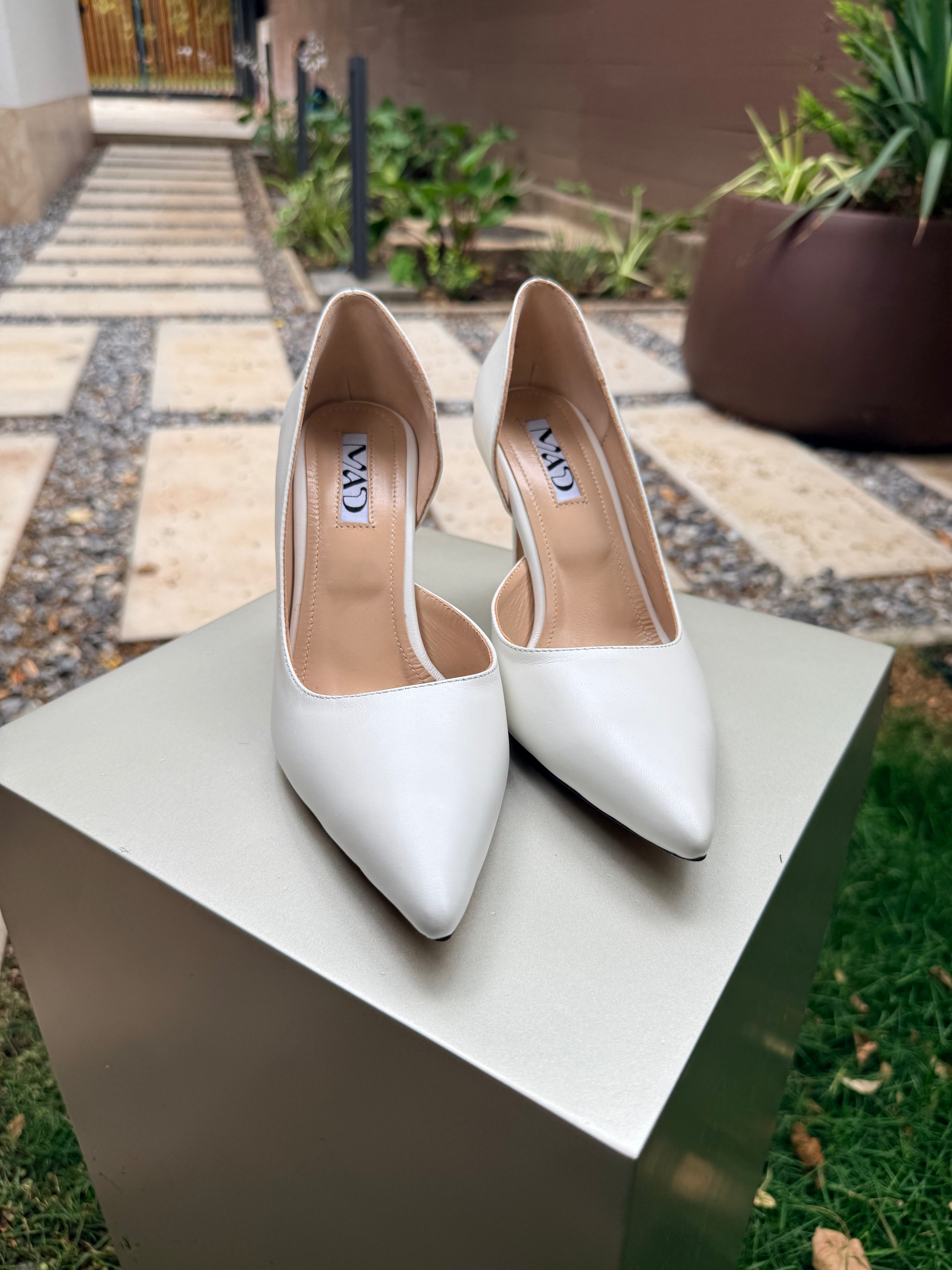 The Not so Mad in White Ivory Leather (7 cm)