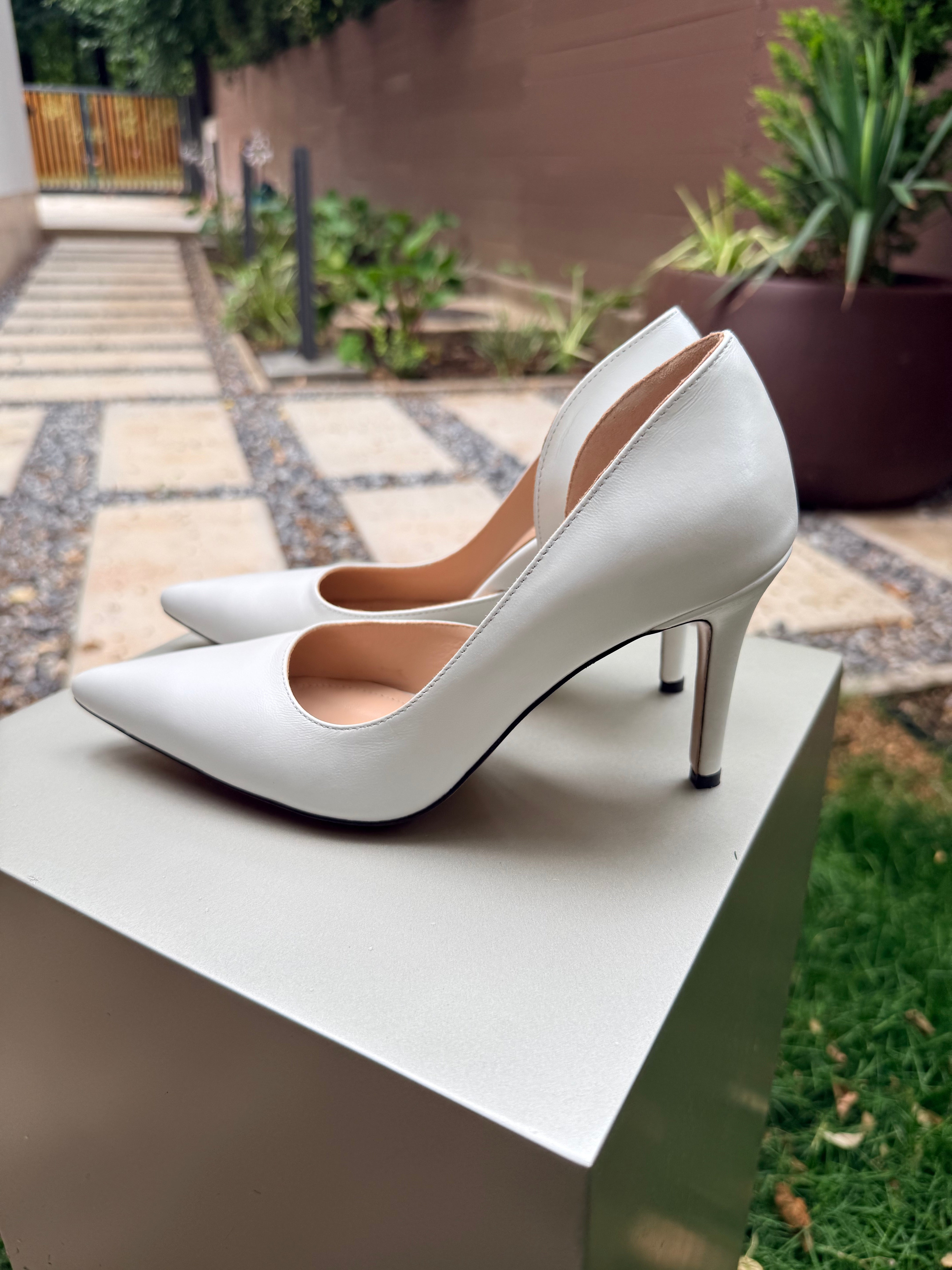 The Not so Mad in White Ivory Leather (7 cm)