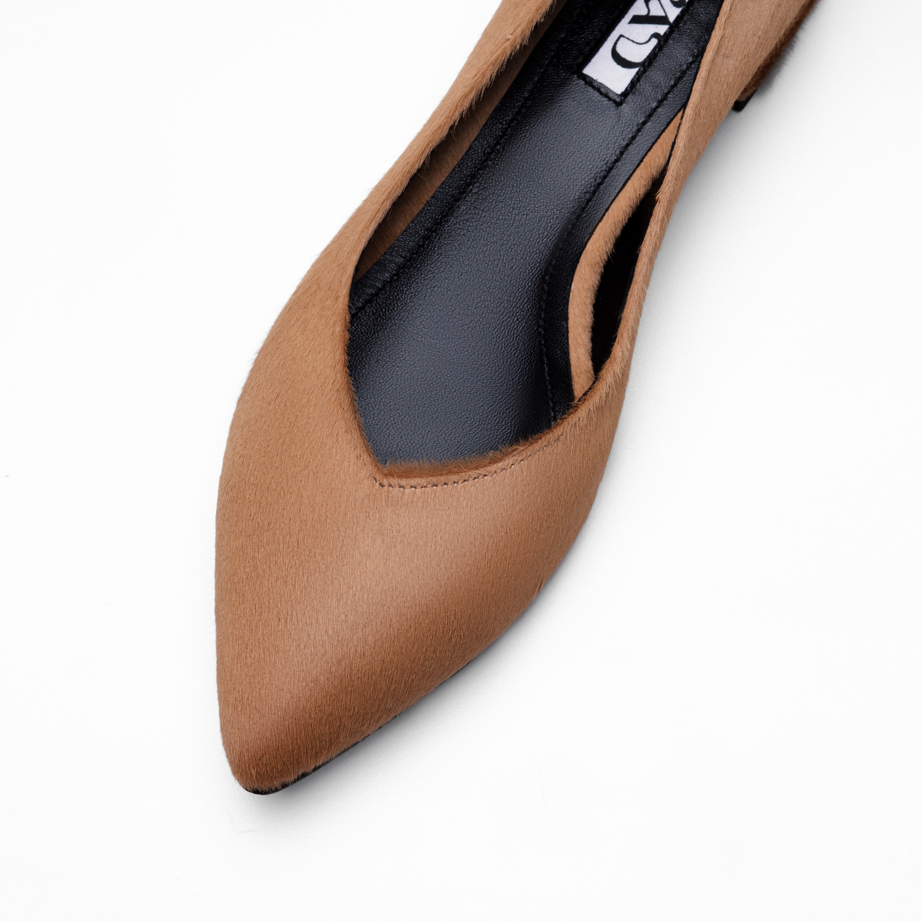 GEORGIA Ballerina Leather in Pony Caramel