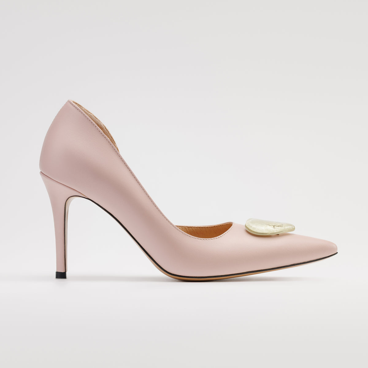 MAD Stiletto Pumps, Nude Leather & Detachable Handmade Accessories