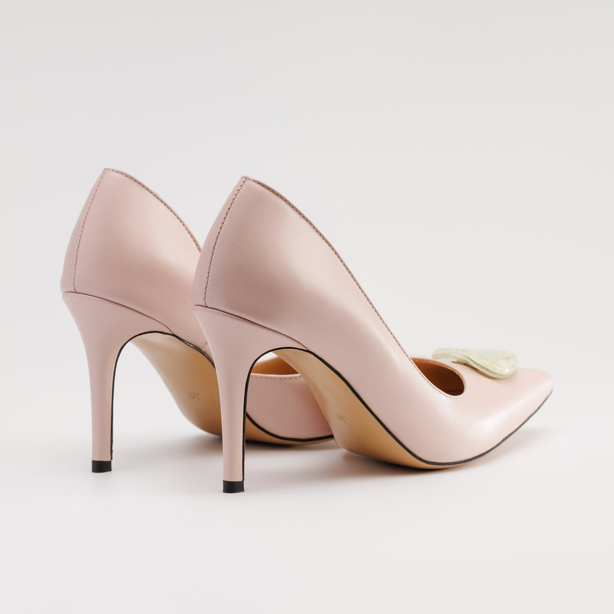 MAD Stiletto Pumps, Nude Leather & Detachable Handmade Accessories