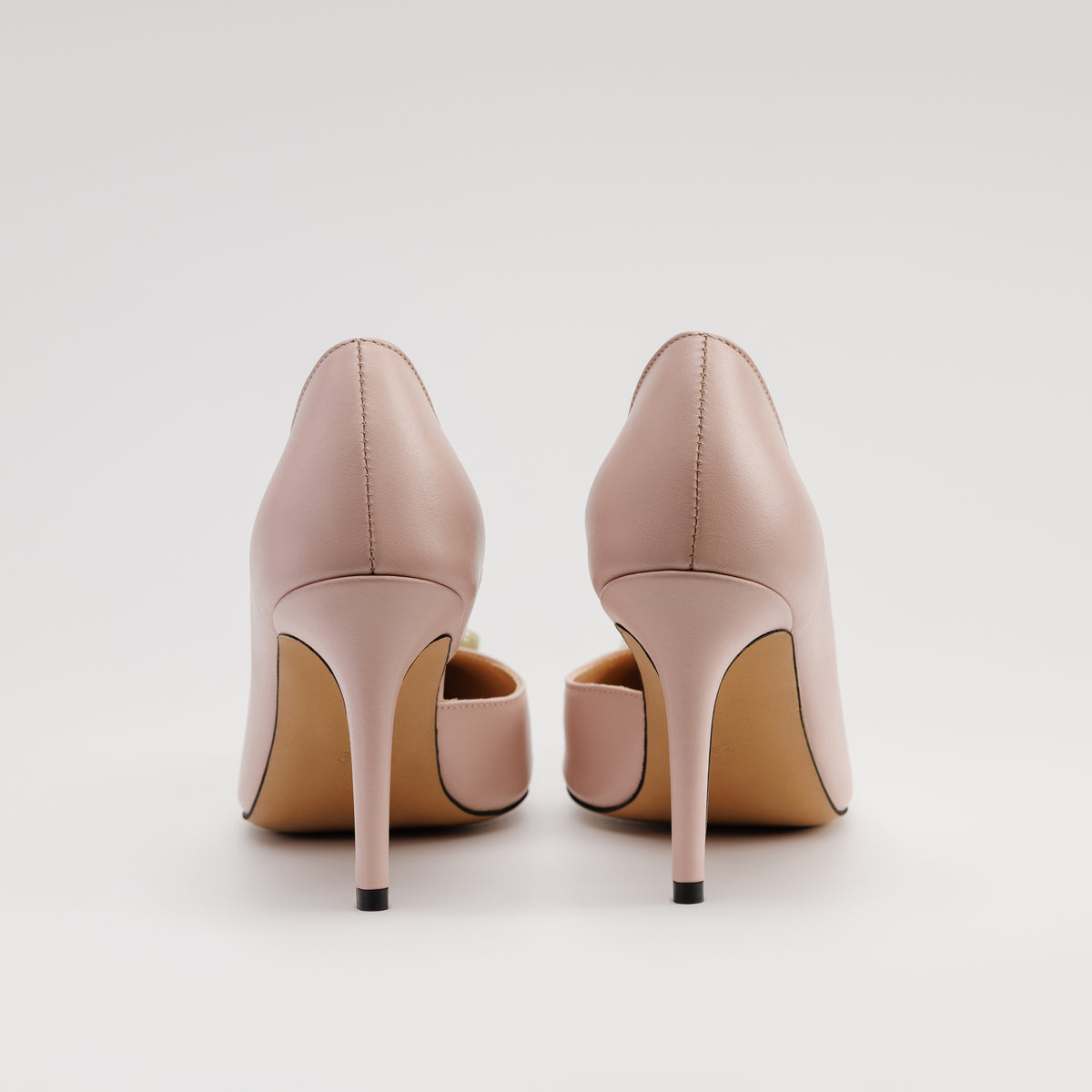 MAD Stiletto Pumps, Nude Leather & Detachable Handmade Accessories