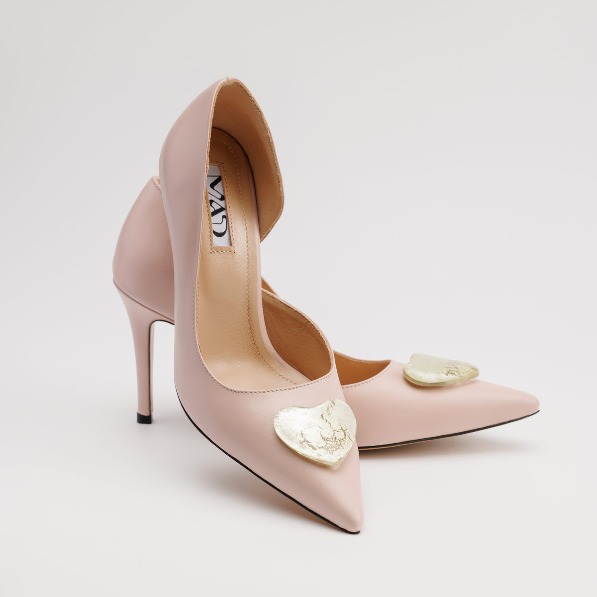 MAD Stiletto Pumps, Nude Leather & Detachable Handmade Accessories
