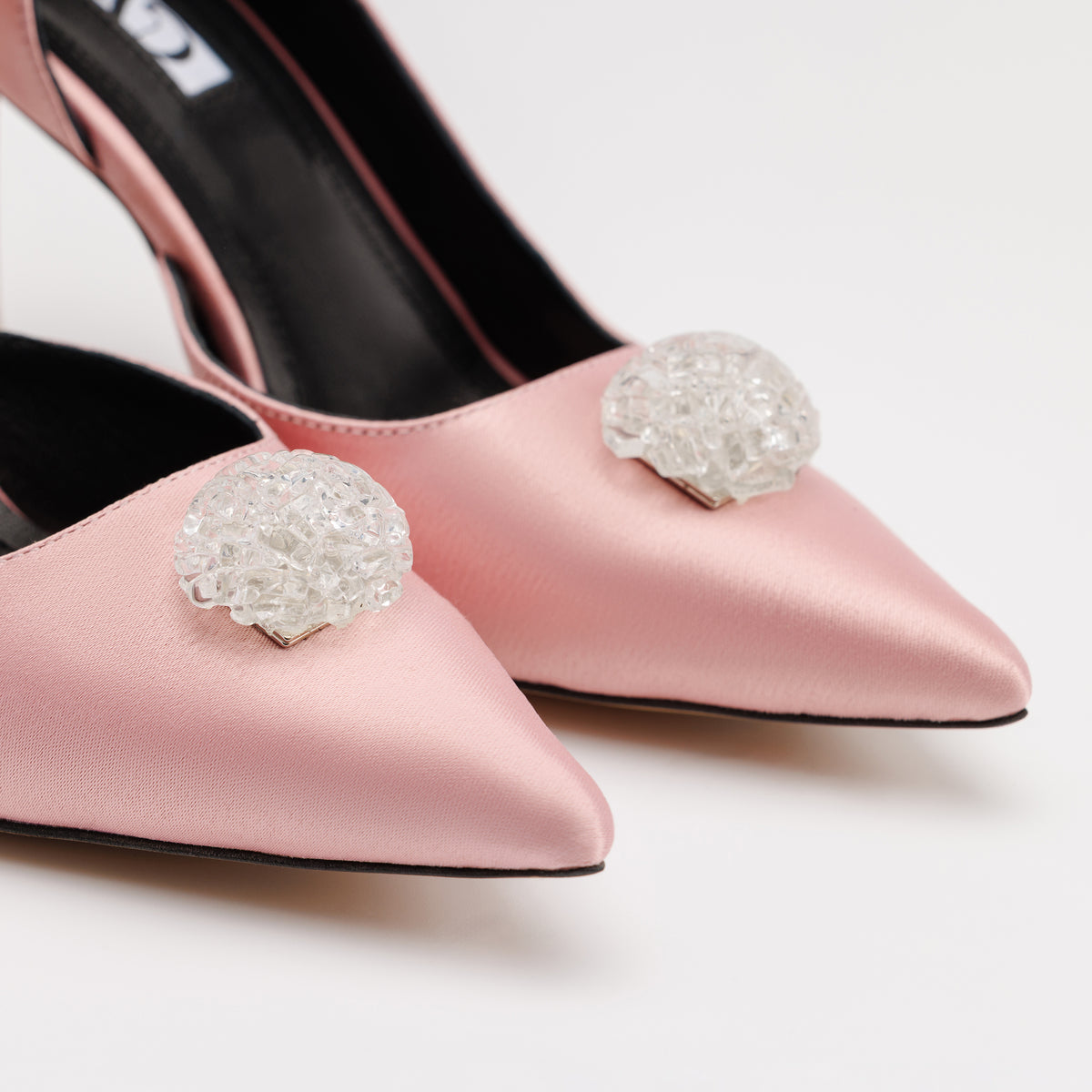 MAD Stiletto Pumps, Premium Satin, Dusty Pink & Detachable Handmade Accessories