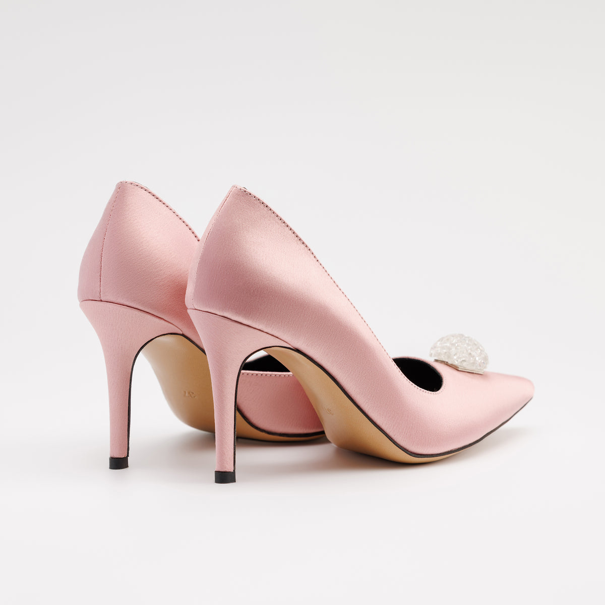 MAD Stiletto Pumps, Premium Satin, Dusty Pink & Detachable Handmade Accessories