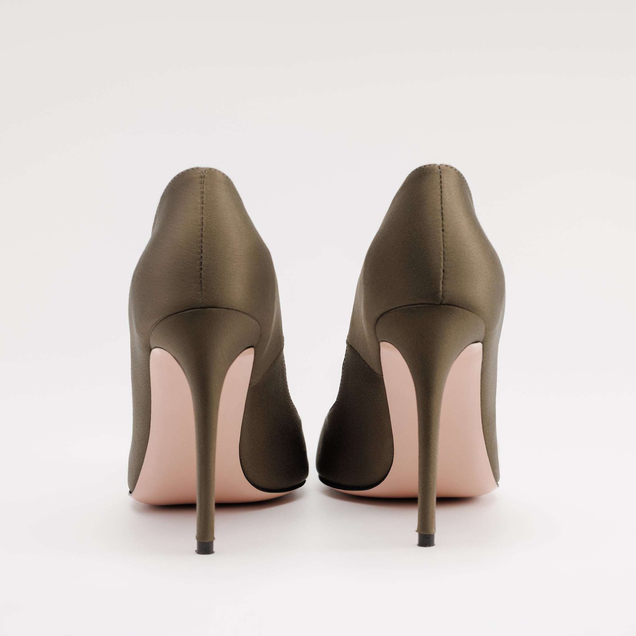 Pantofi Stiletto MAD Verde Olive & Accesoriu Inimă de Sticlă