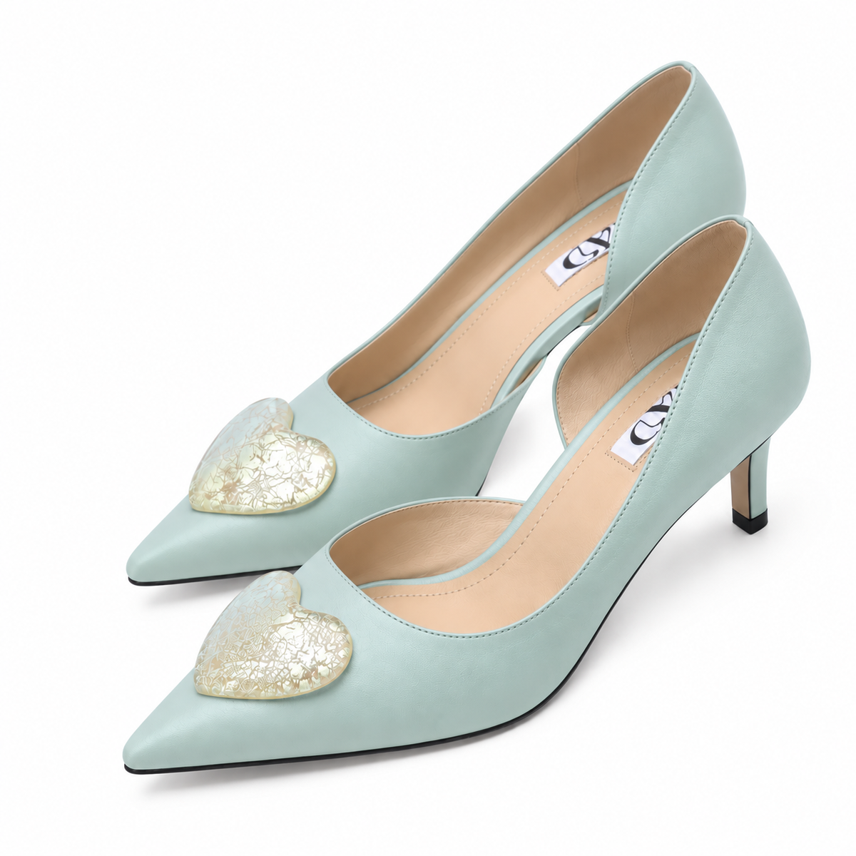 Pantofi Stiletto MAD, Satin Premium, Albastru Azur & Accesorii Lucrate Manual 