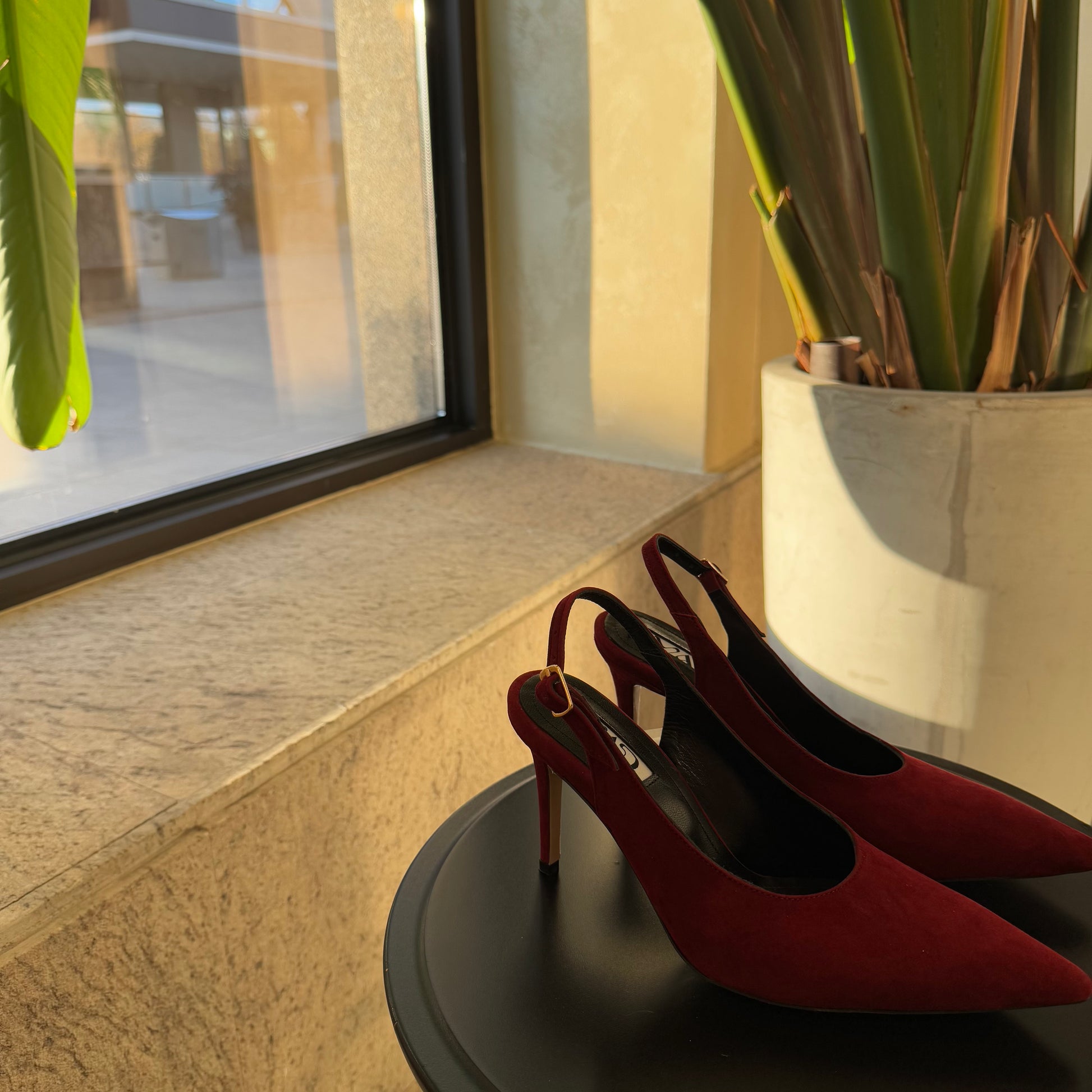 Red suede slingback shoes outlet