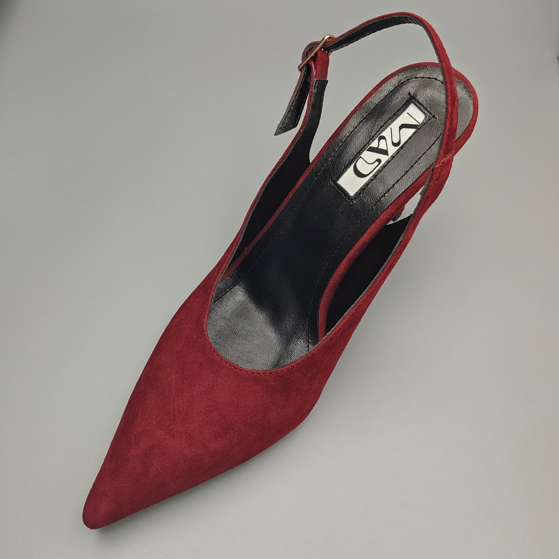 Red Suede Slingback Pointy Toe Single6