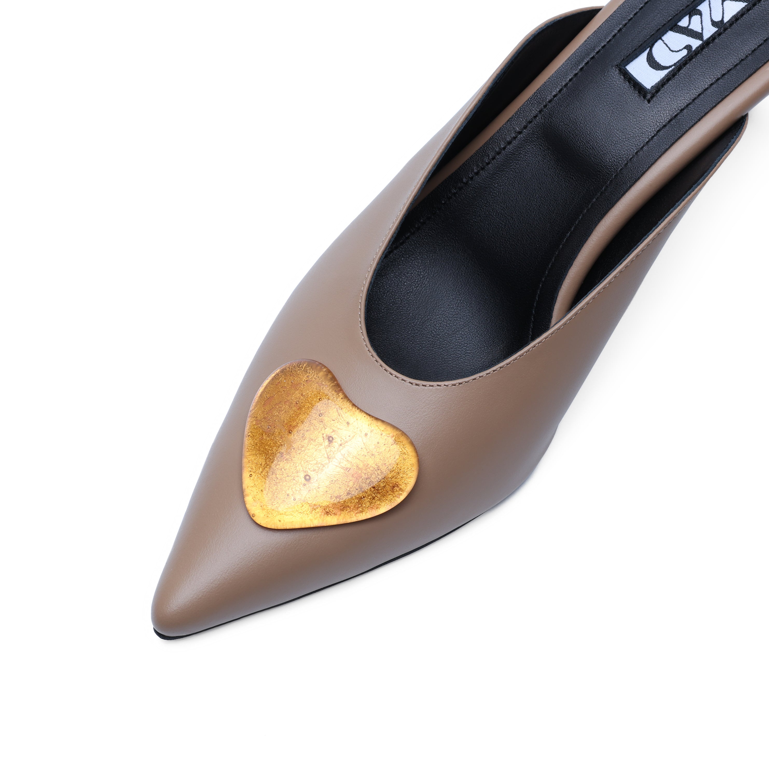 YOKO handmade leather mules in dark nude with 5 cm heel and memory foam insole