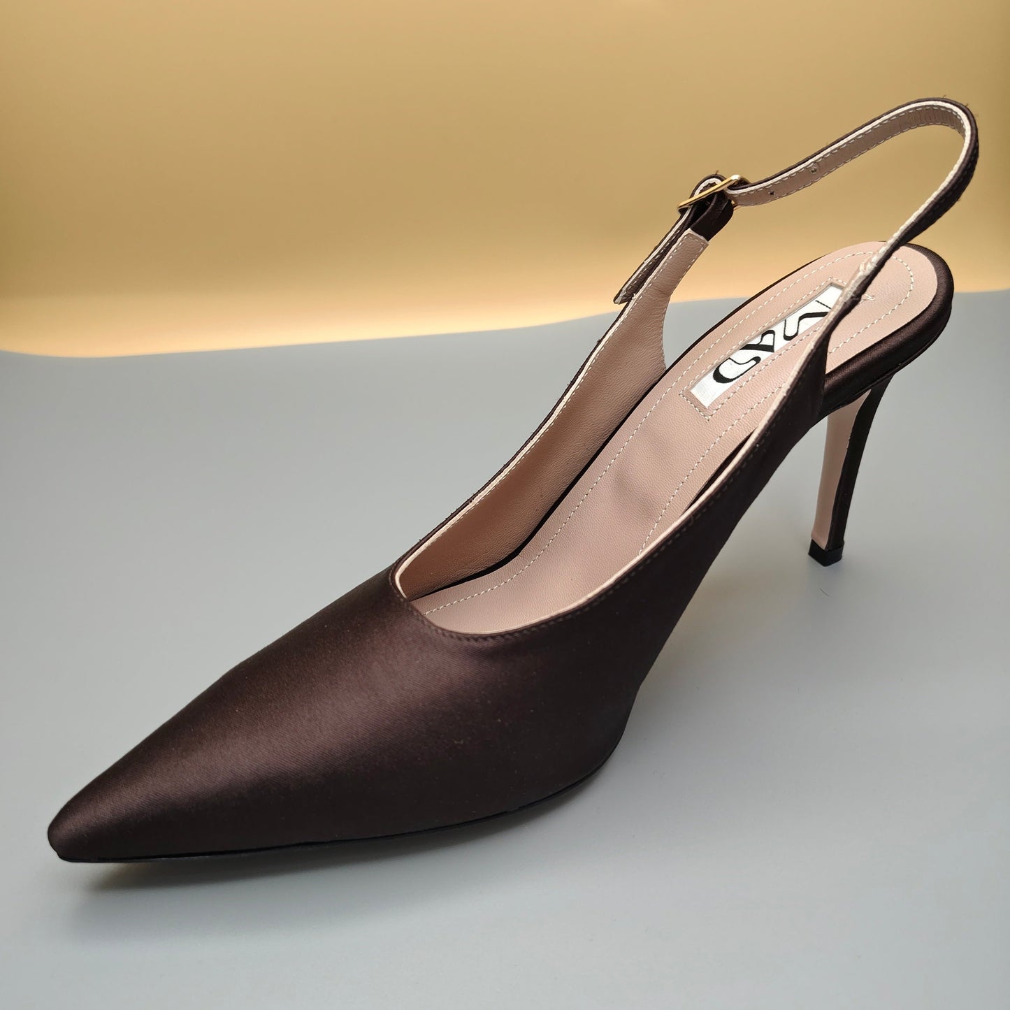 YOKO Slingback Dark Chocolate Satin3