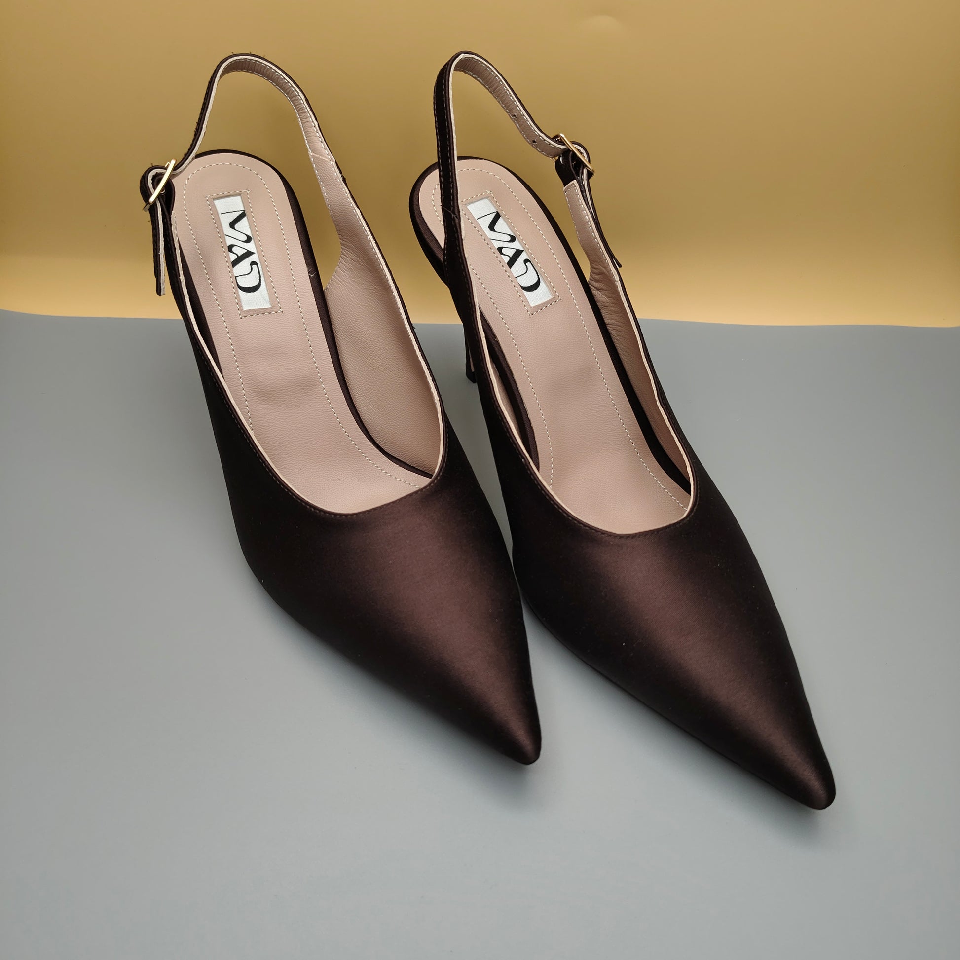 YOKO Slingback Dark Chocolate Satin5