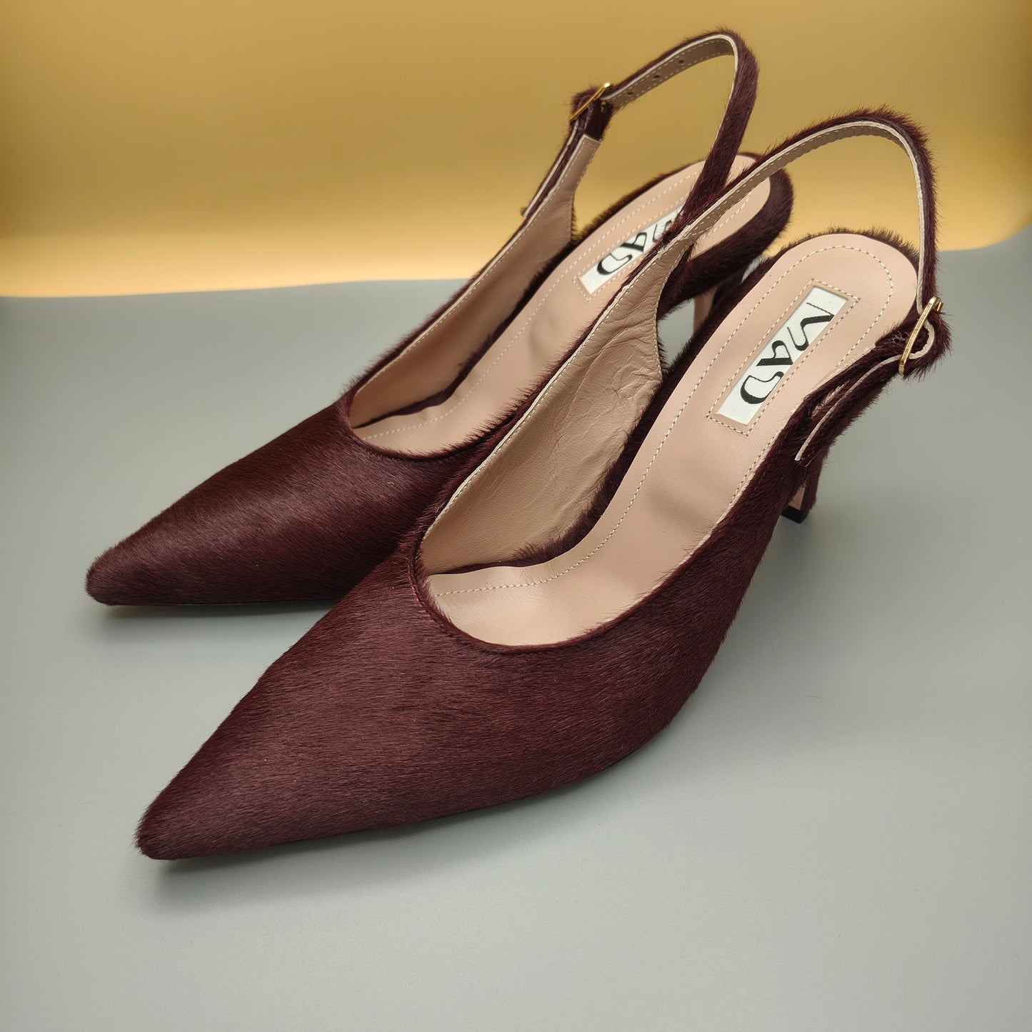 YOKO Slingback Pony Hair Merlot3