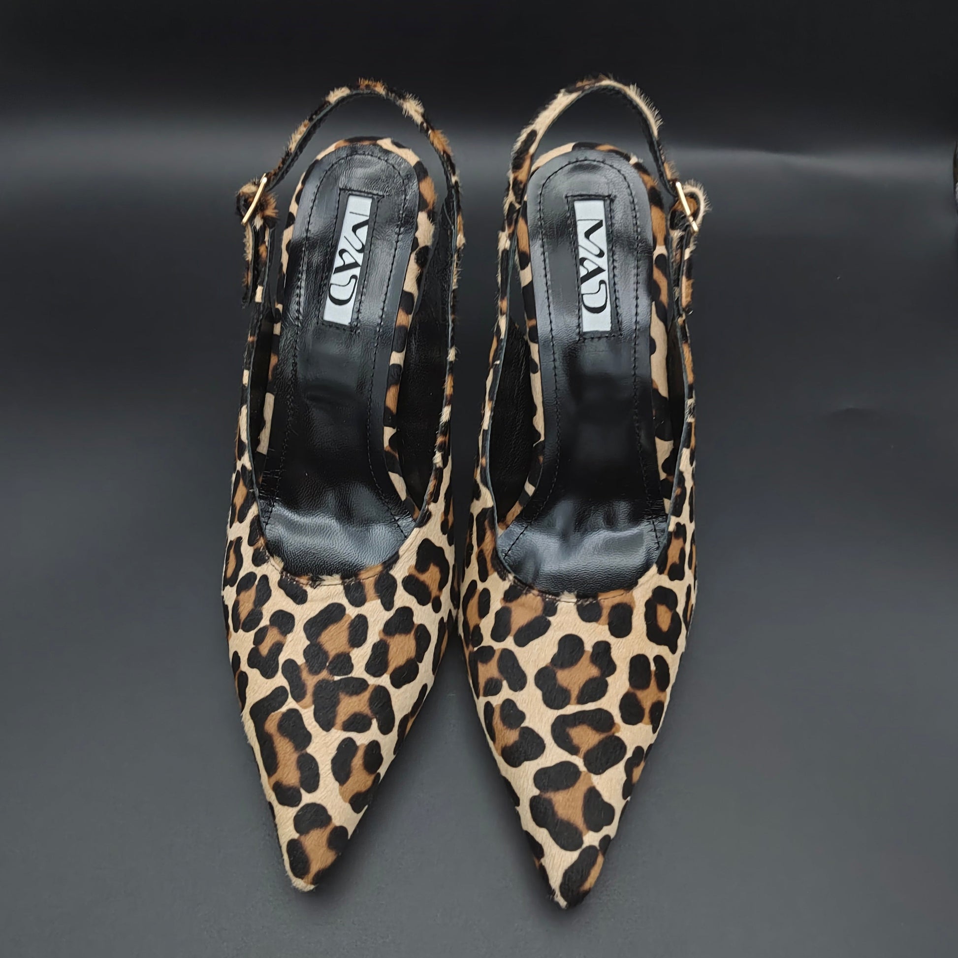 YOKO Slingback Pony Leopard Leather5