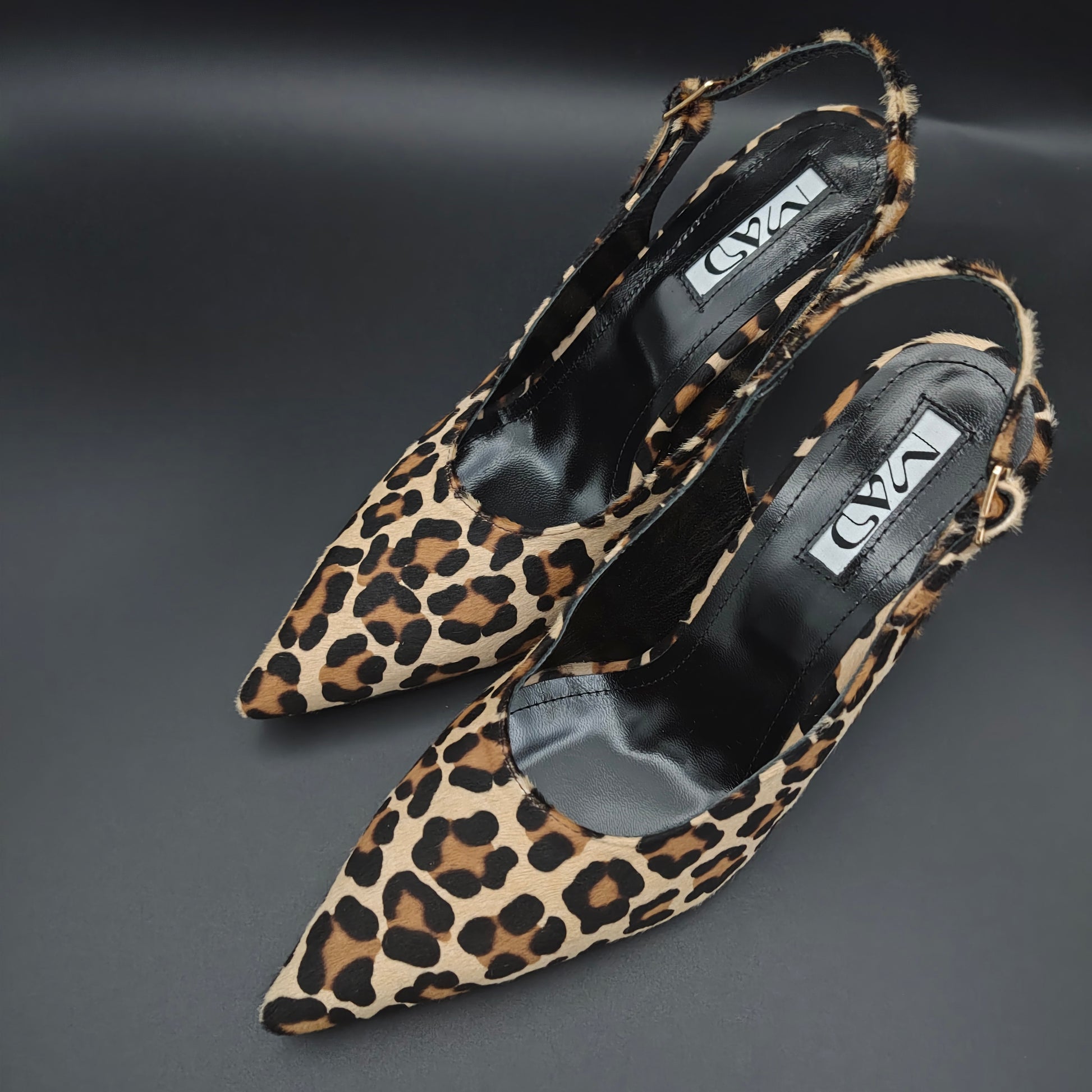 YOKO Slingback Pony Leopard Leather6