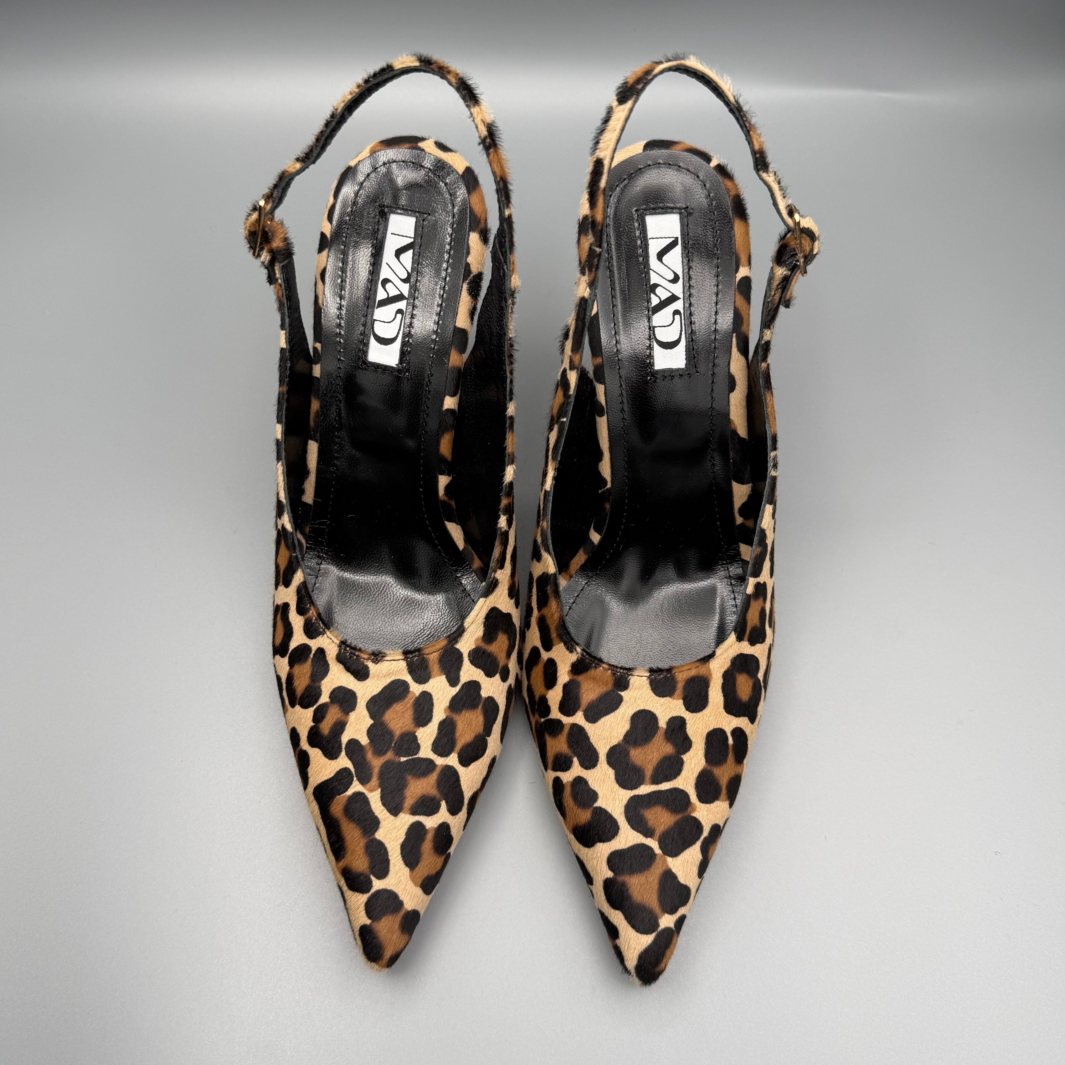 YOKO Slingback Pony Leopard Leather Pair1