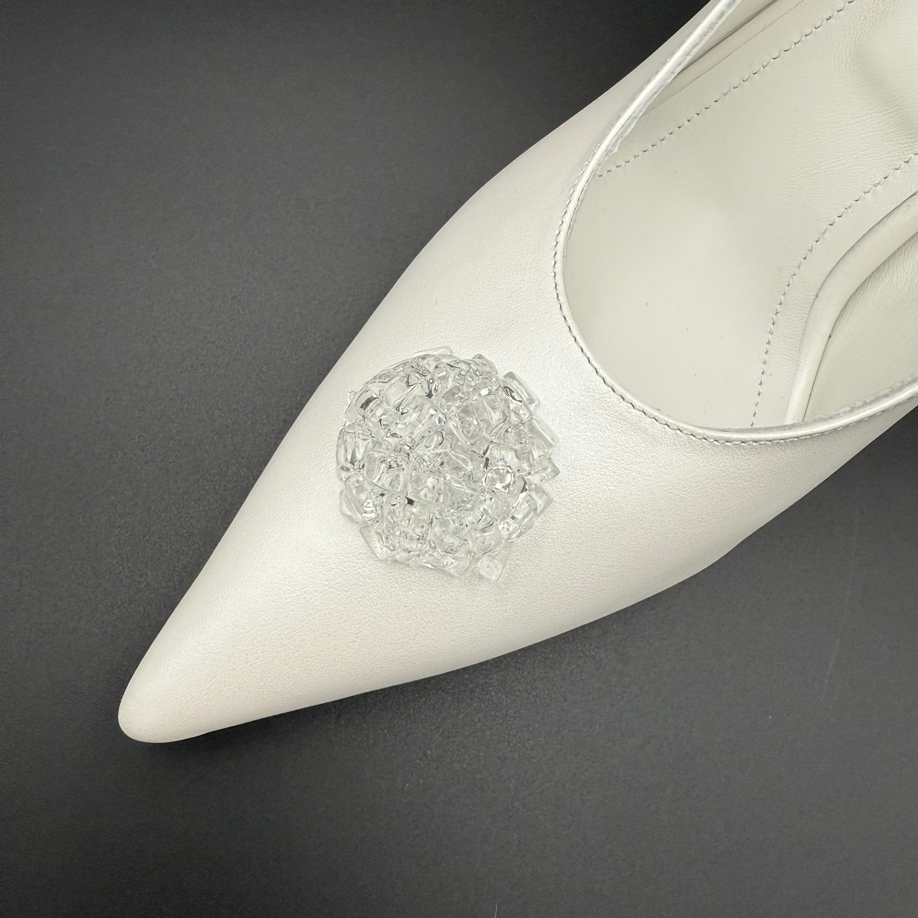 YOKO Slingback White Leather Diamond2