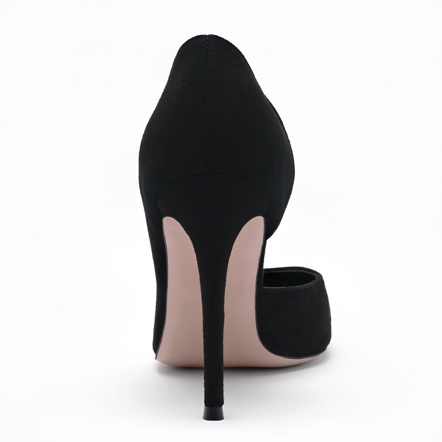black leather stilettos 10 cm with white gold glass hearts back