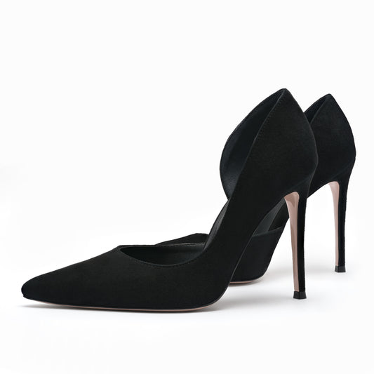 black suede stilettos 10 cm