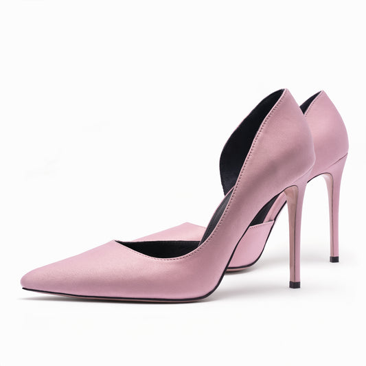 dusty pink satin stilettos 10 cm 