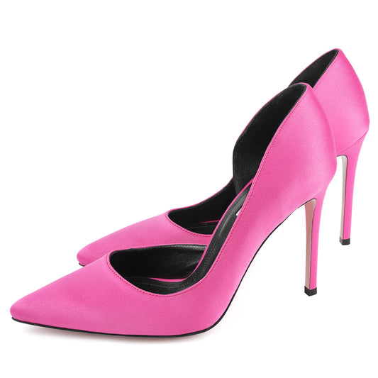 fuchsia satin stilettos 10cm