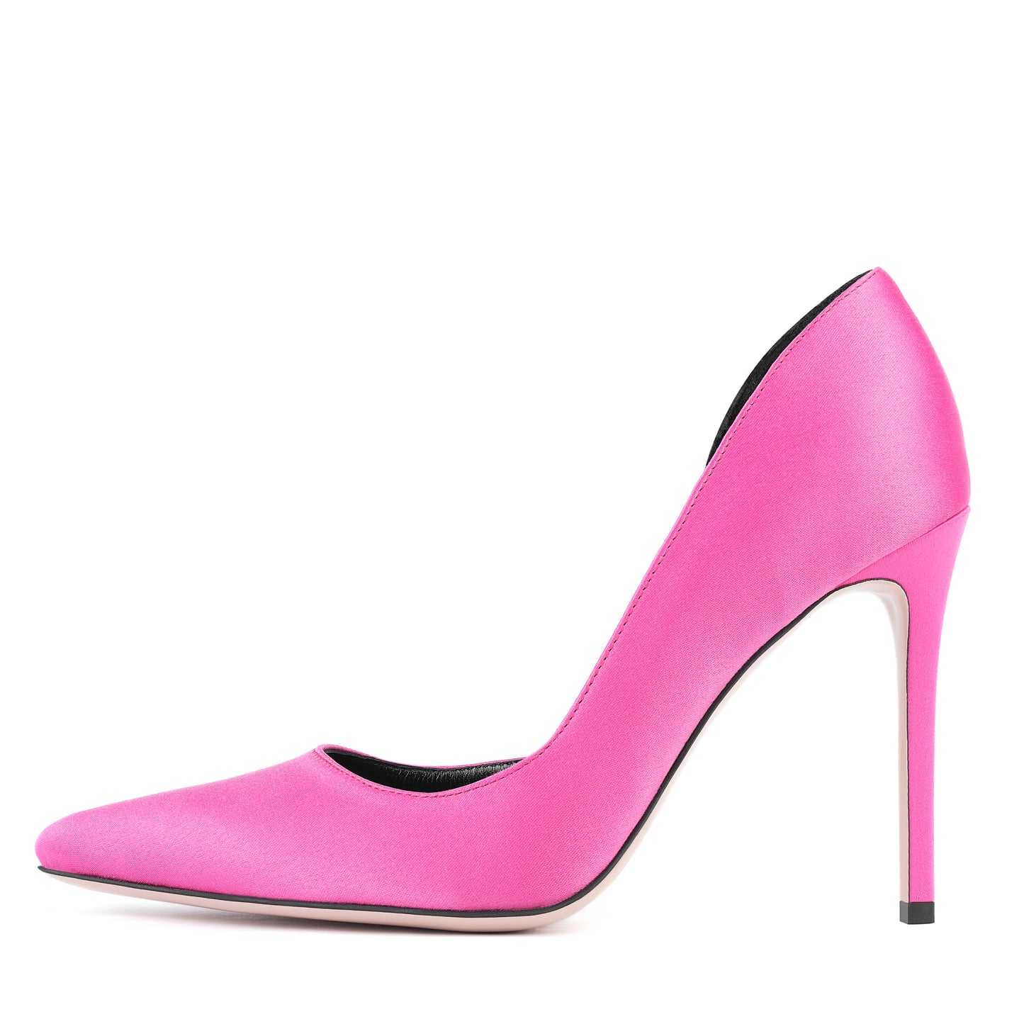 fuchsia satin stilettos 10cm profile